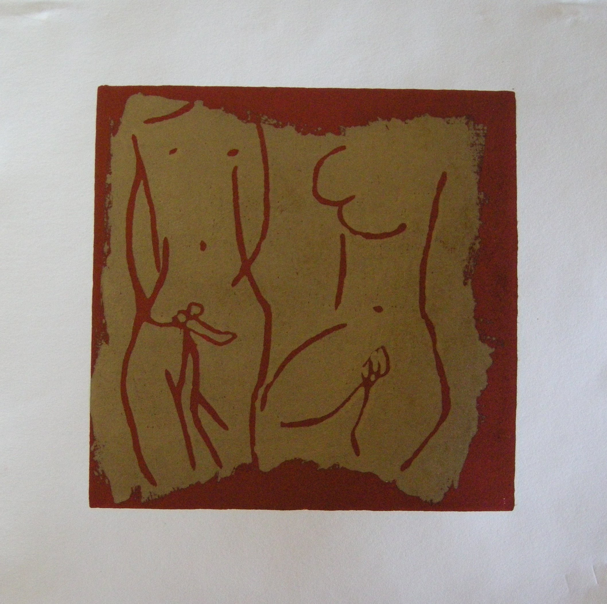 Akt rot-gold 2025 - 20x20 auf Papier 30x30