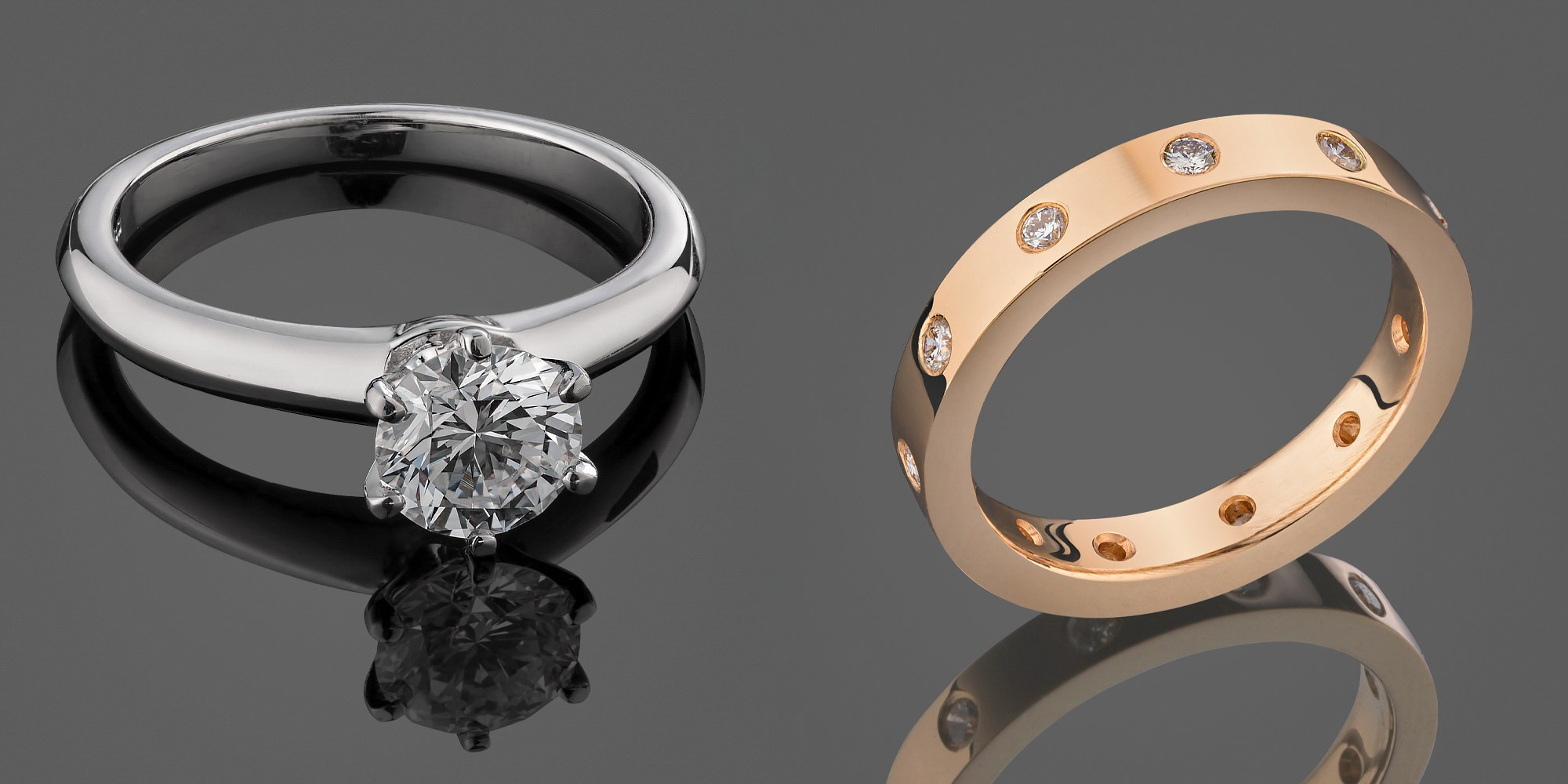 Zlatna burma i verenički prsten sa dijamantom.