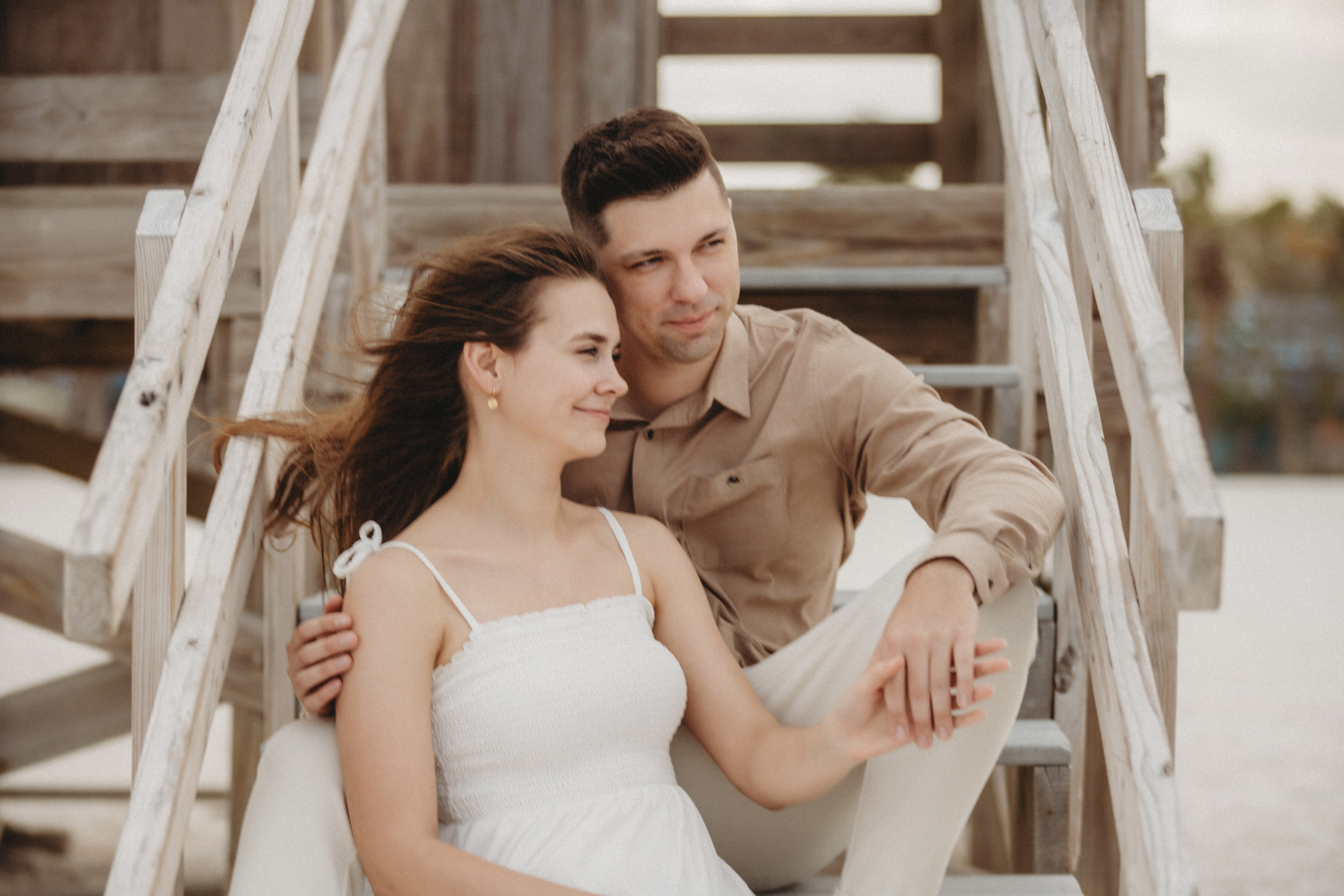 engagement photoshoot on the Lido Beach Florida