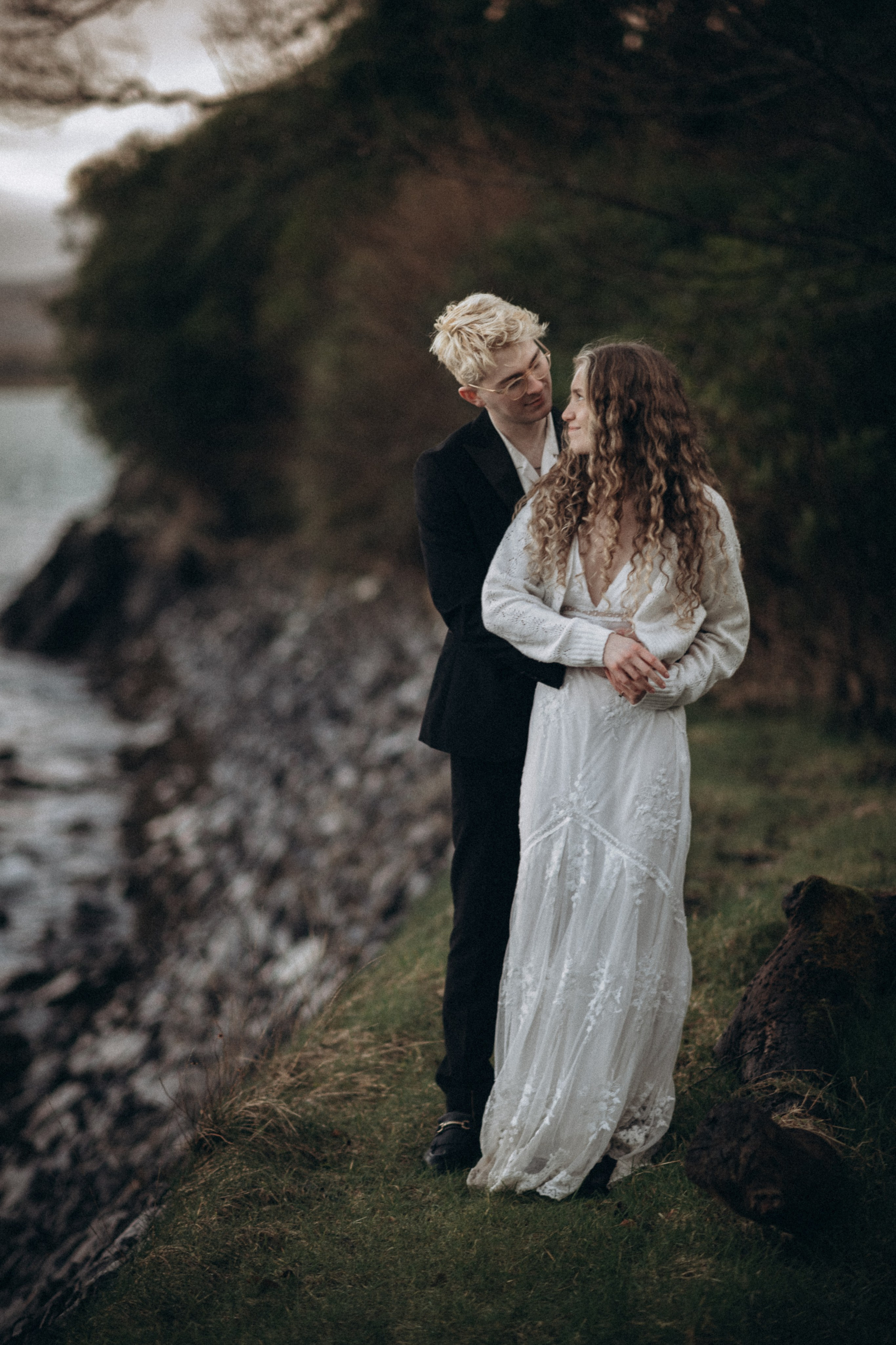 man and woman hug in donegal