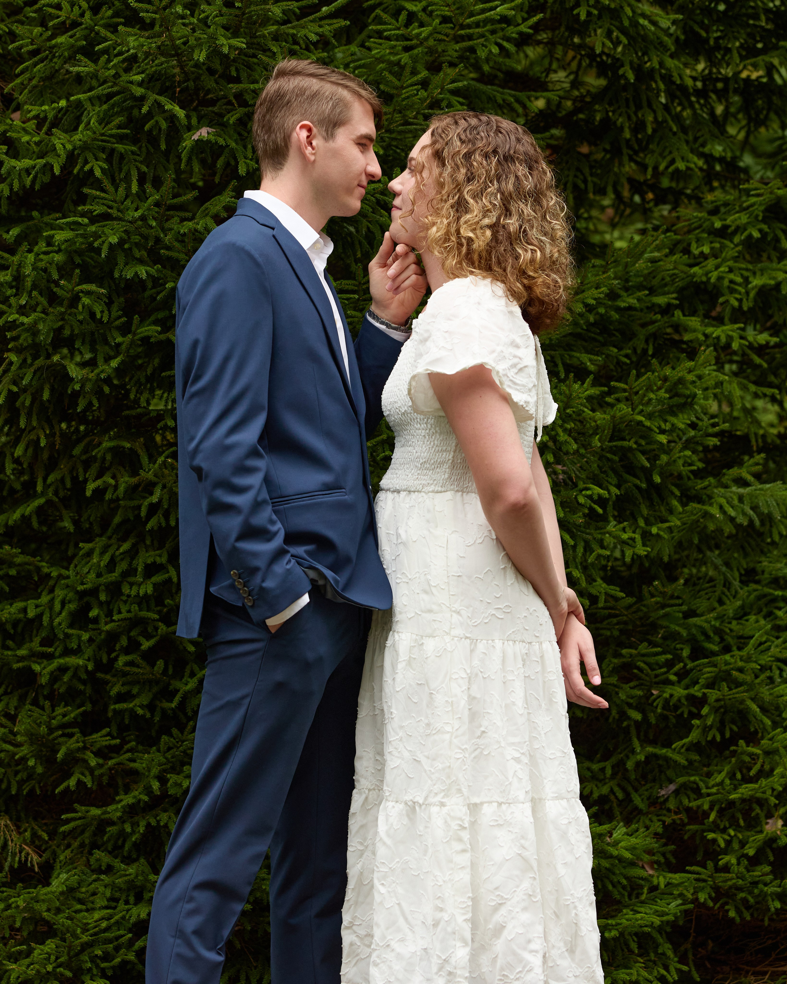 Romantic pose among lush greenery at Inniswood Metro Gardens, Ohio