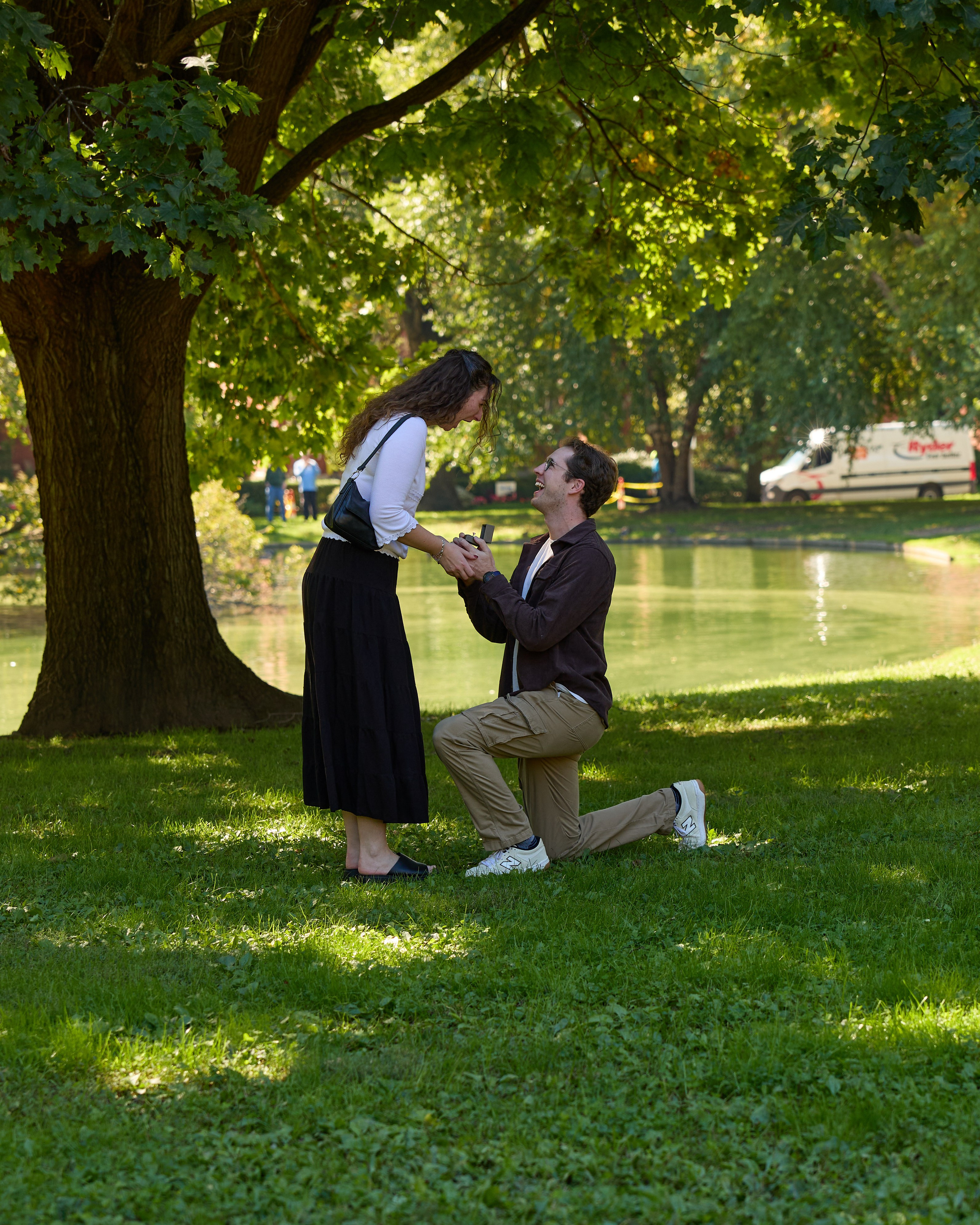 Proposal by the lake in a Columbus, Ohio park