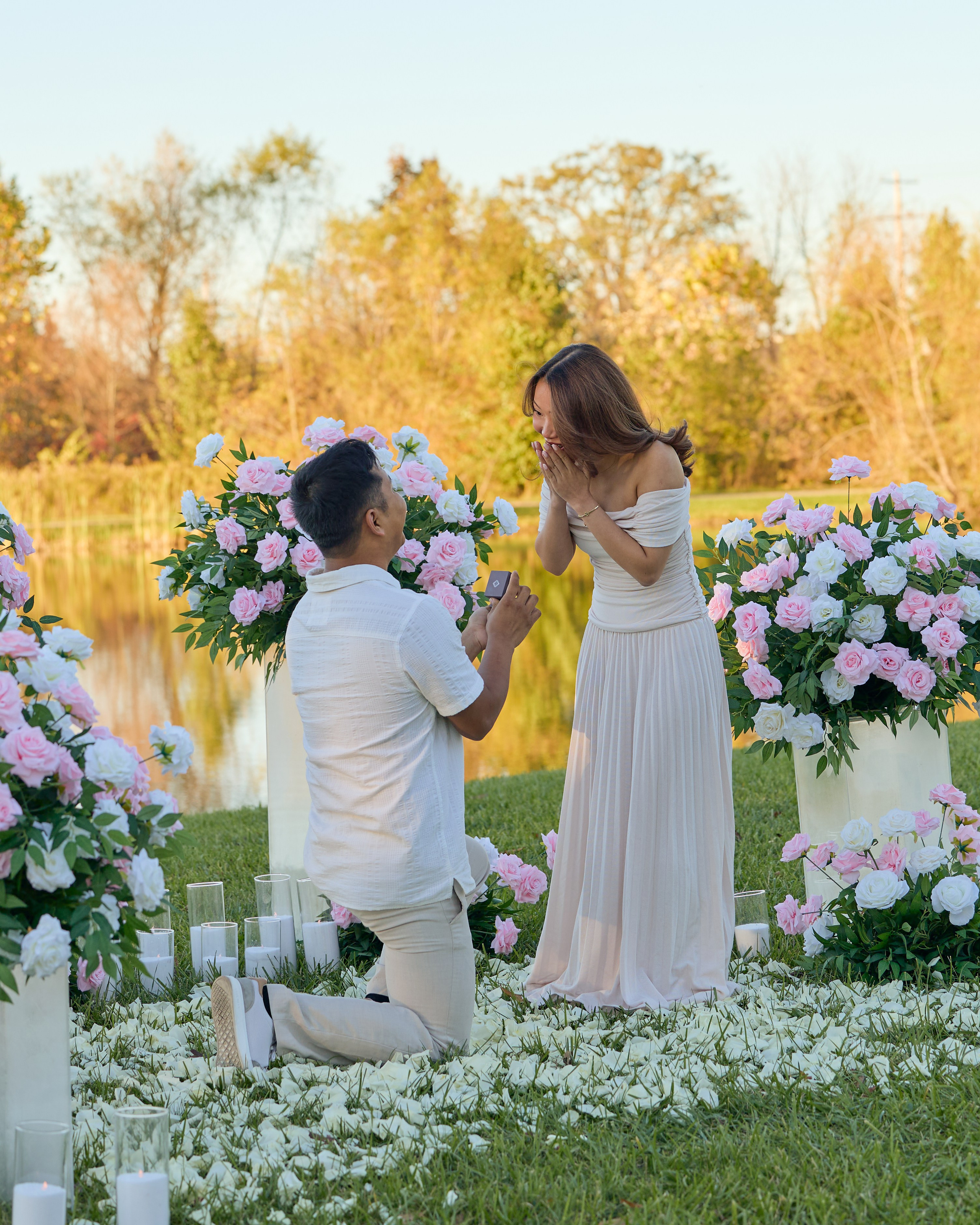 Hilliard Ohio Proposal Photographer | Sunset Lake Proposal