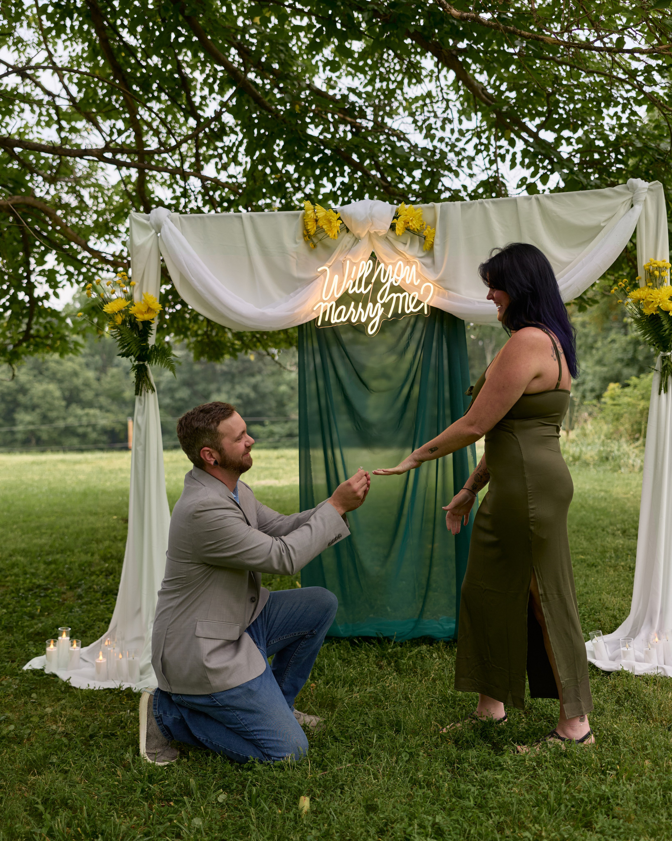 Garden proposal under a decorated arch in Columbus, Ohio