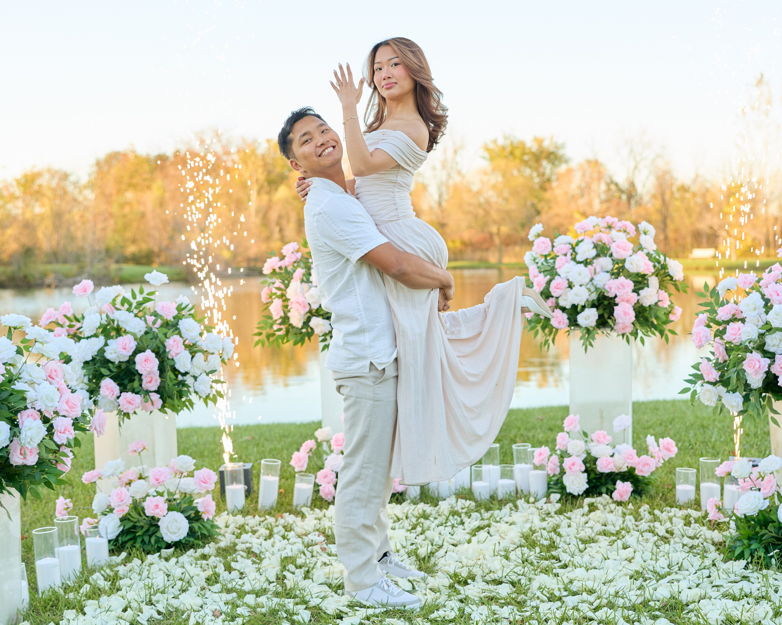 Hilliard Ohio Proposal Photographer | Sunset Lake Proposal
