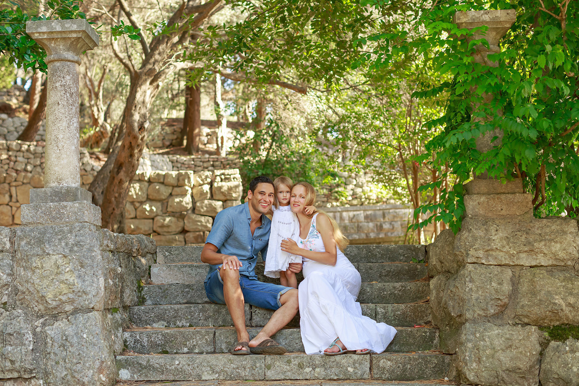 Milocer ve Sveti Stefan Montenegro'da aile fotoğrafı çekimi