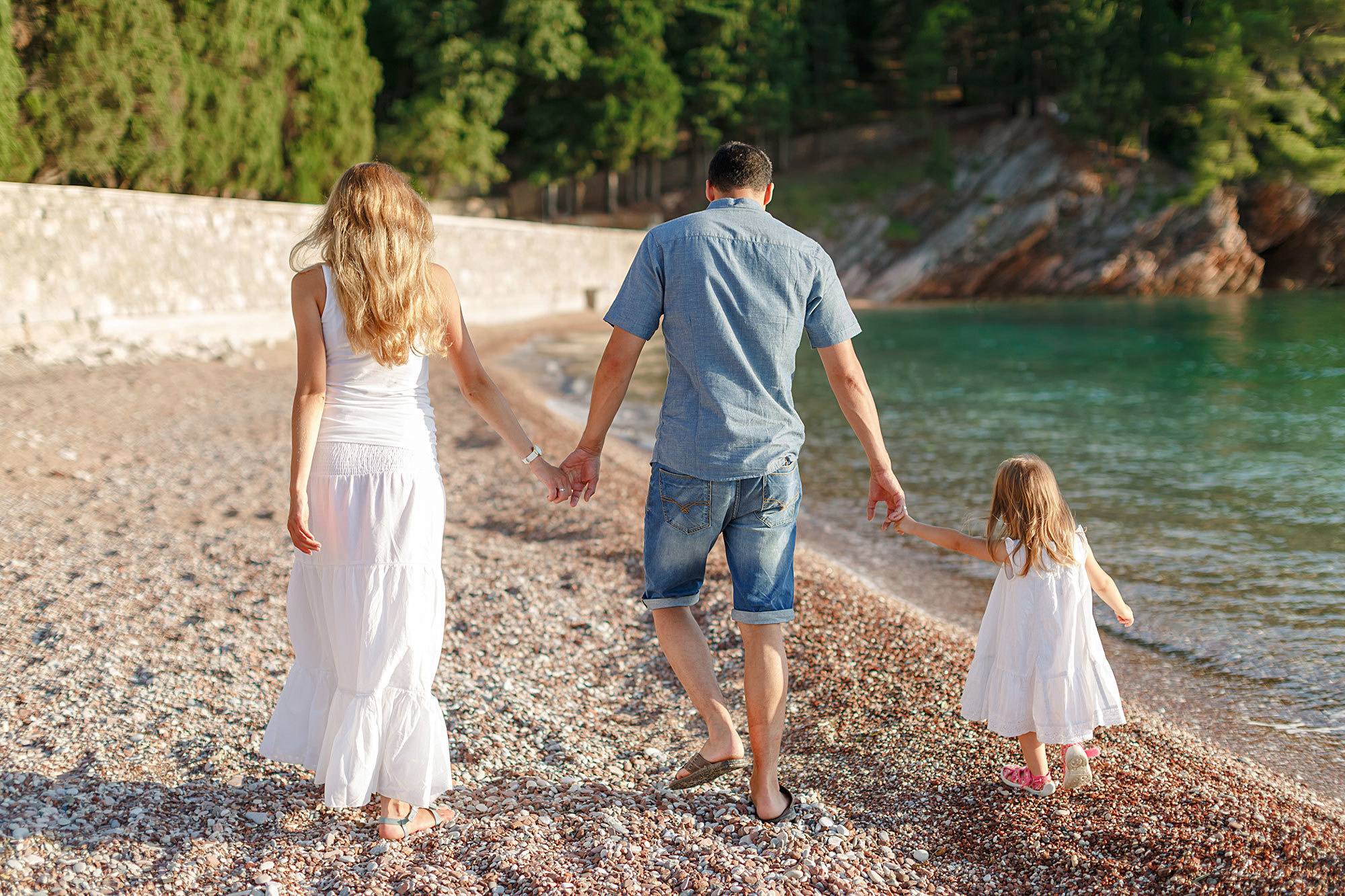 Milocer ve Sveti Stefan Montenegro'da aile fotoğrafı çekimi