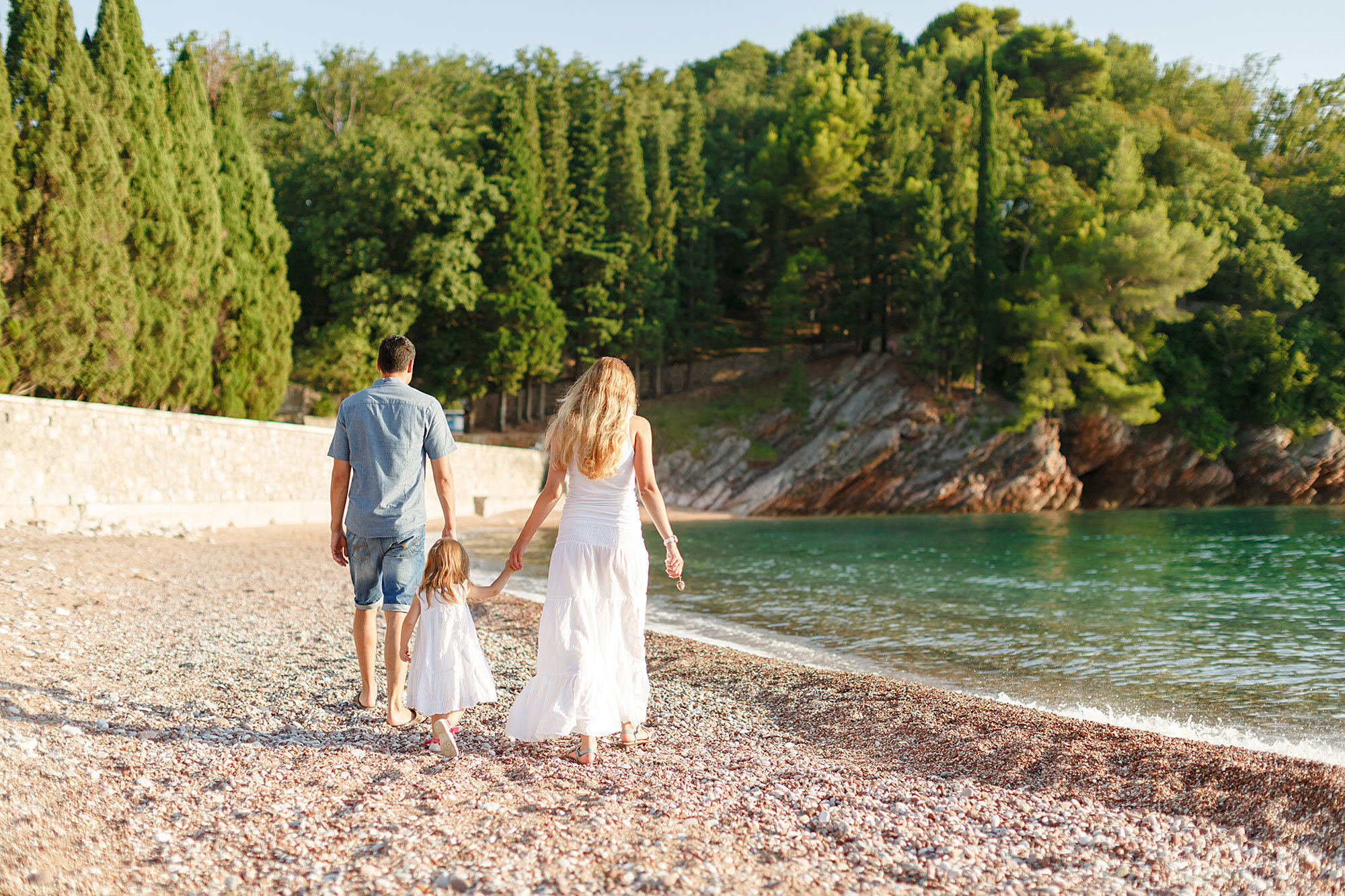 Milocer ve Sveti Stefan Montenegro'da aile fotoğrafı çekimi