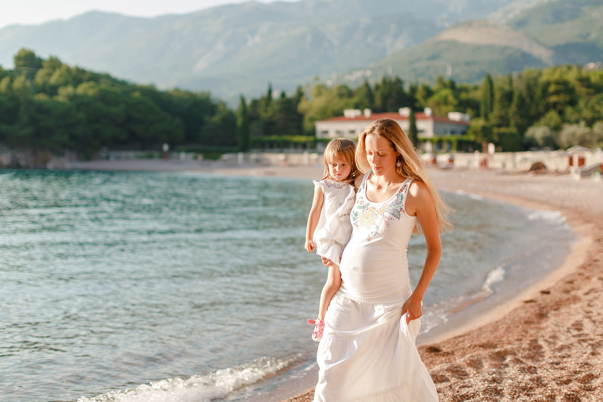 Milocer ve Sveti Stefan Montenegro'da aile fotoğrafı çekimi