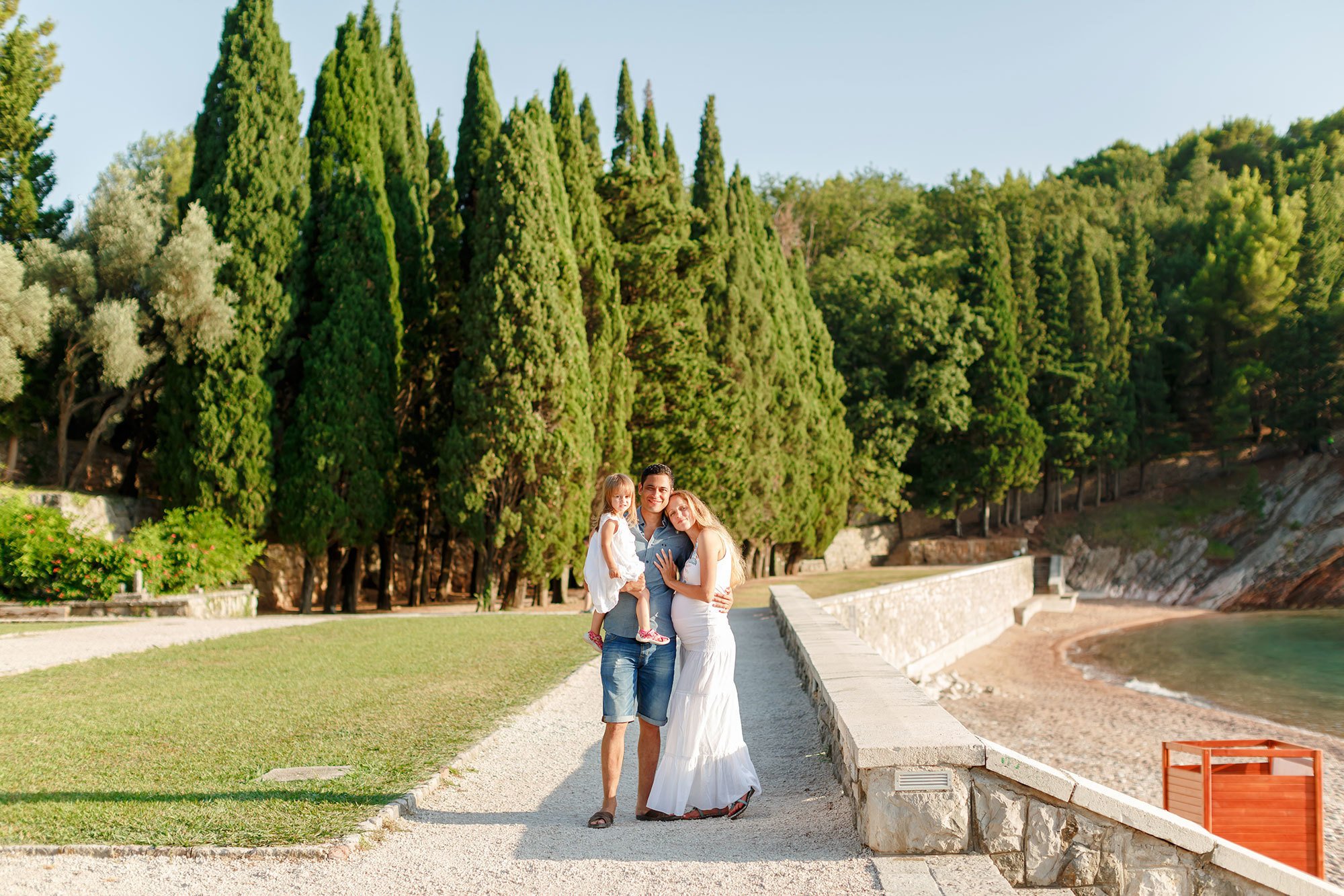 Milocer ve Sveti Stefan Montenegro'da aile fotoğrafı çekimi