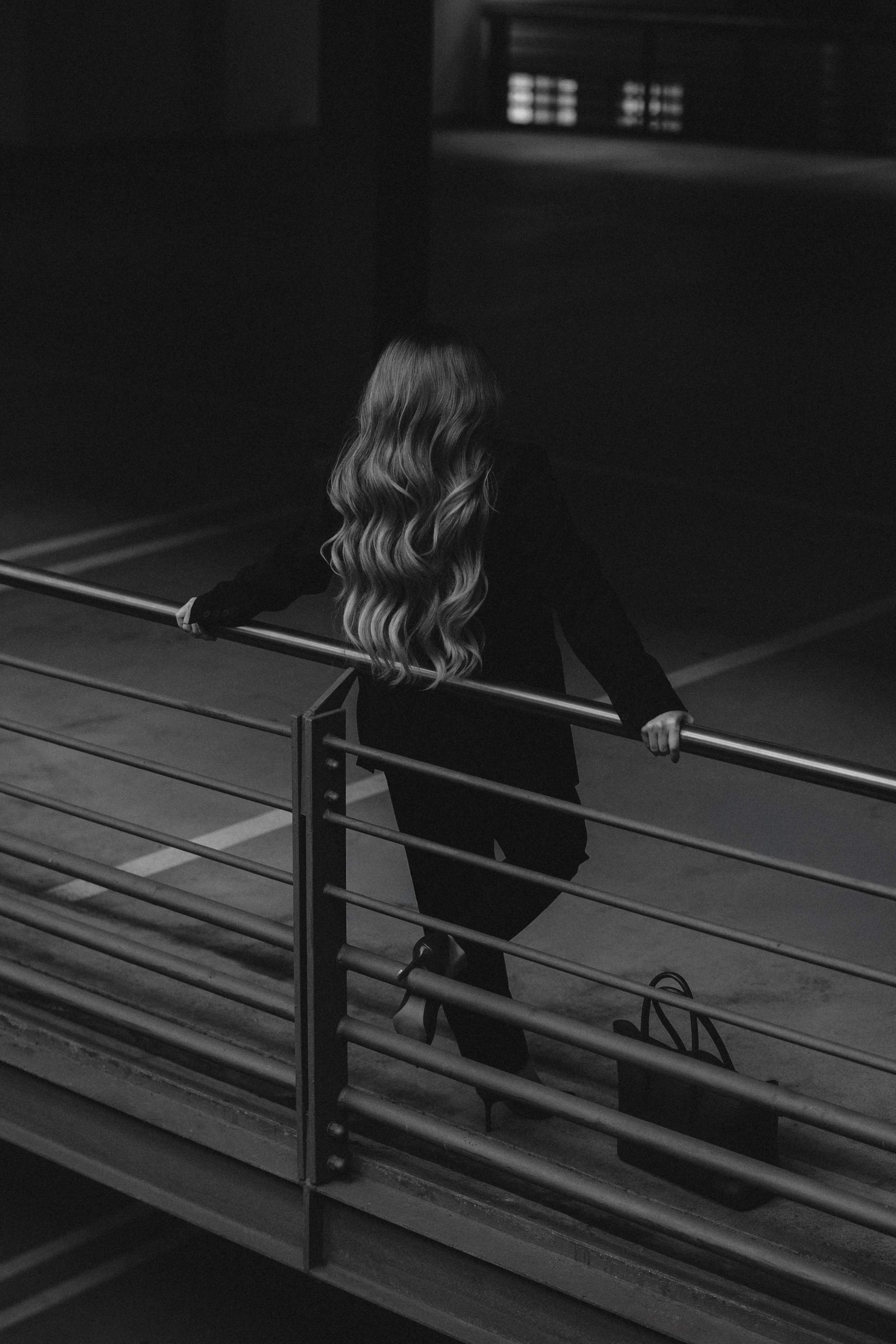 Black&White city walk. Woman in Heels&Black suit. Cinematic Portrait Photography. Kristina Kozheltsova- Soulful Portrait&Lifestyle&Love Story Photographer in Leipzig, Germany