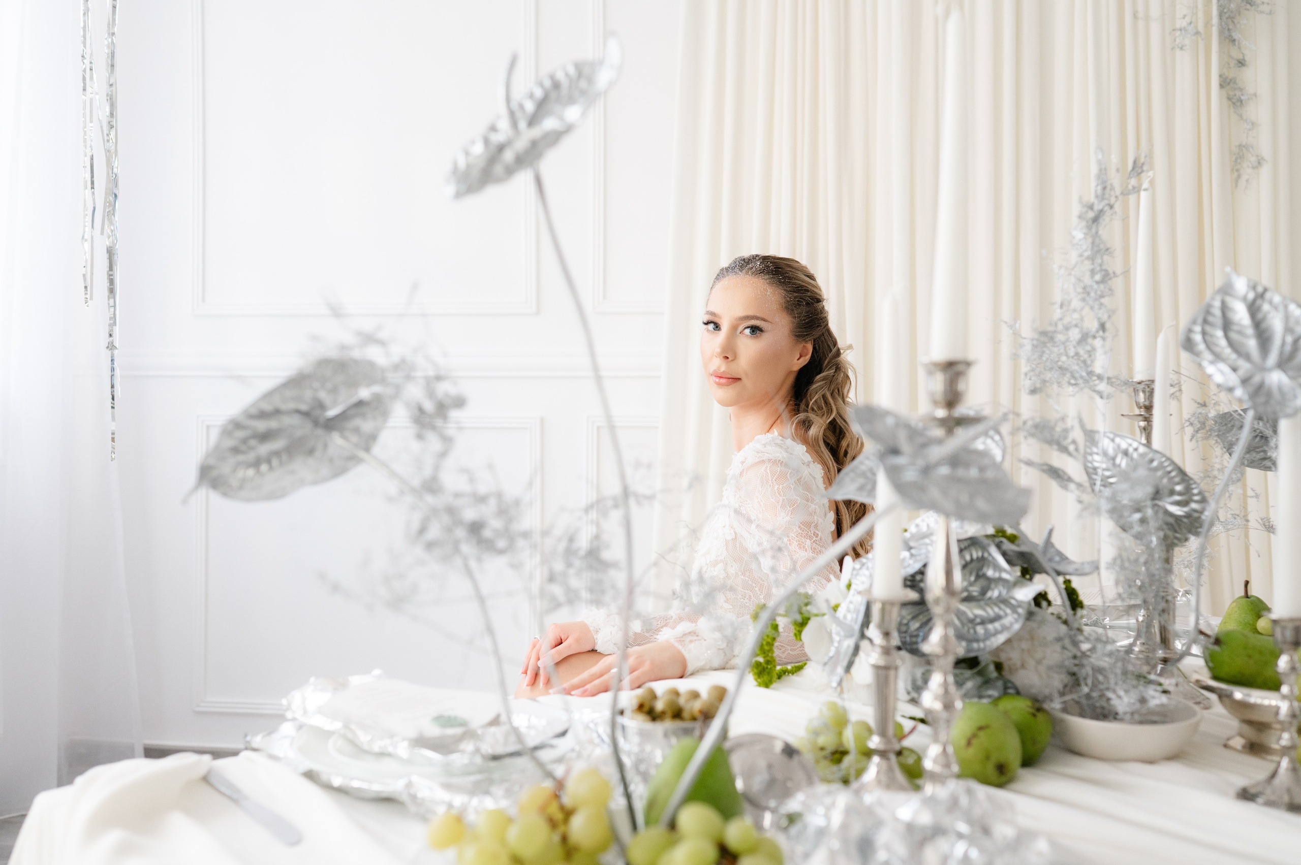 Bride with a concept silver Chrome. Alexandra Hanu Photographer