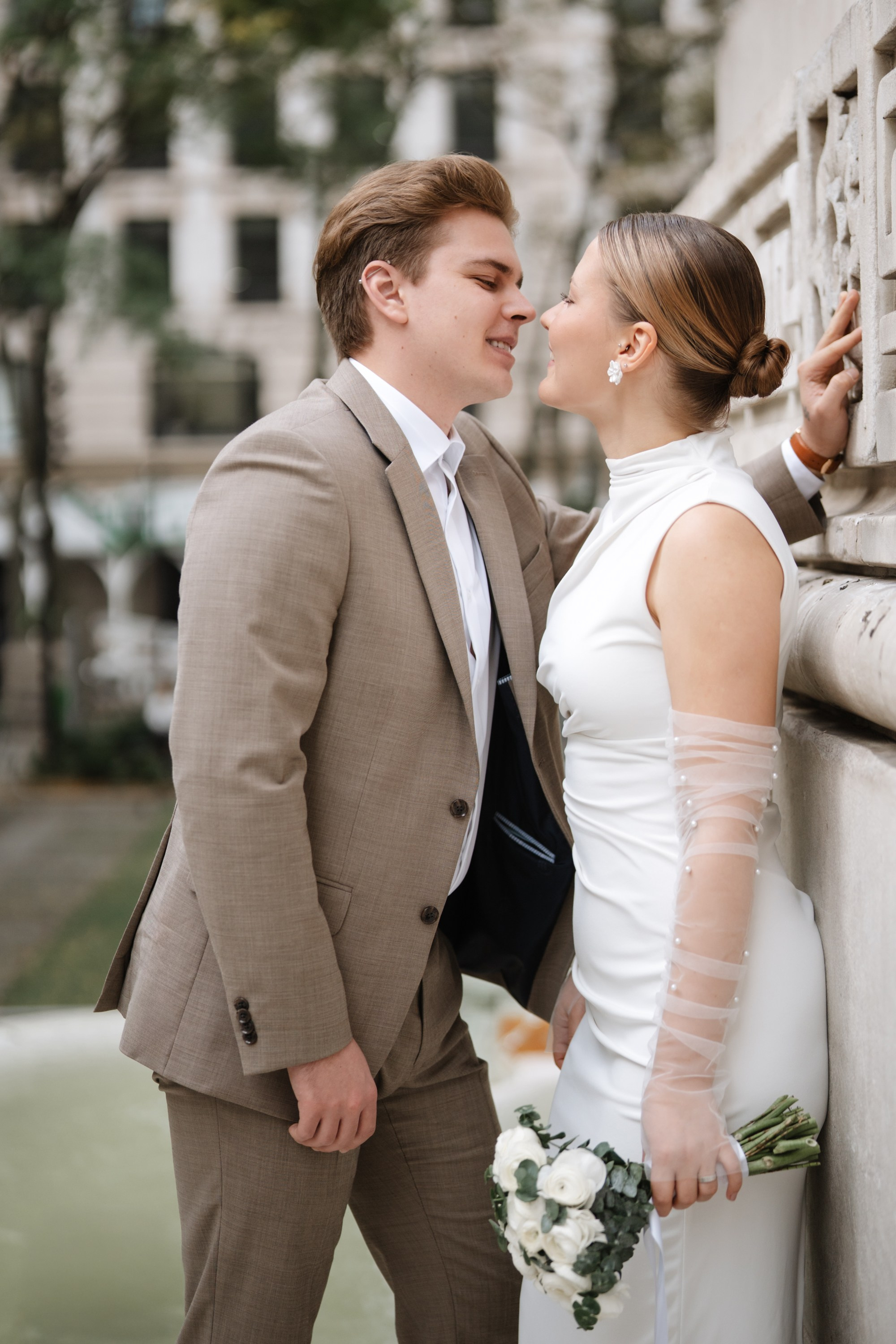 Wedding photo session at the Public Library NY. Portrait and wedding photographer in New York