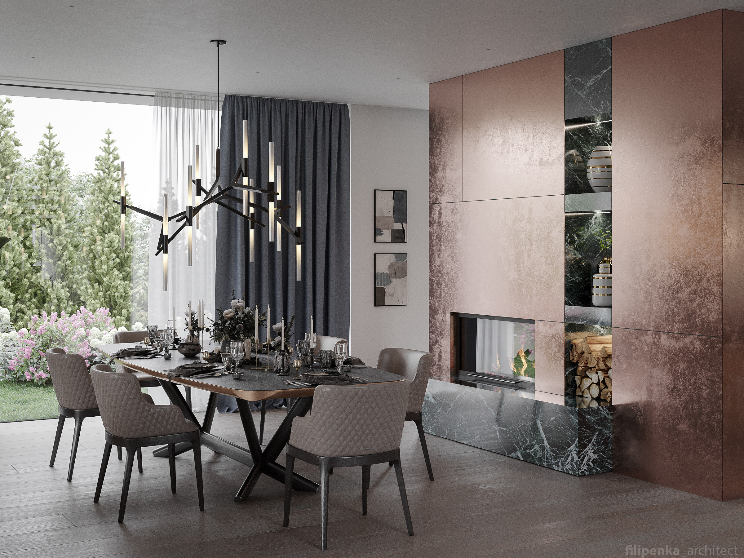 Obývací pokoj s jídelnou. Filipenka architects