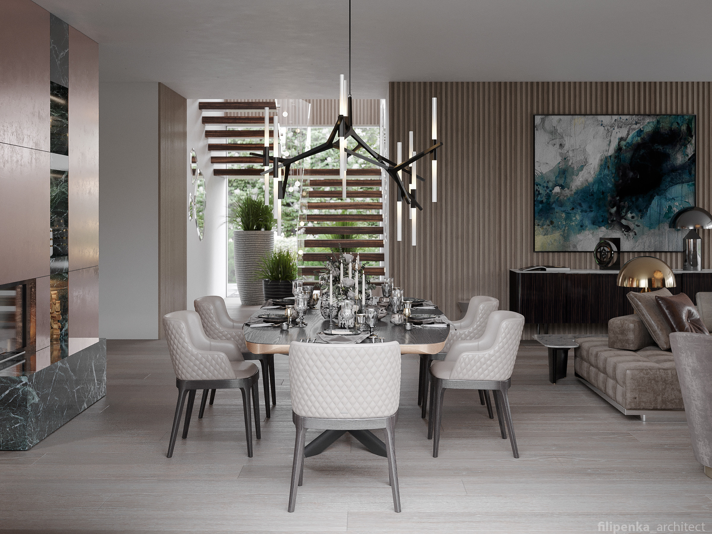 Obývací pokoj s jídelnou. Filipenka architects