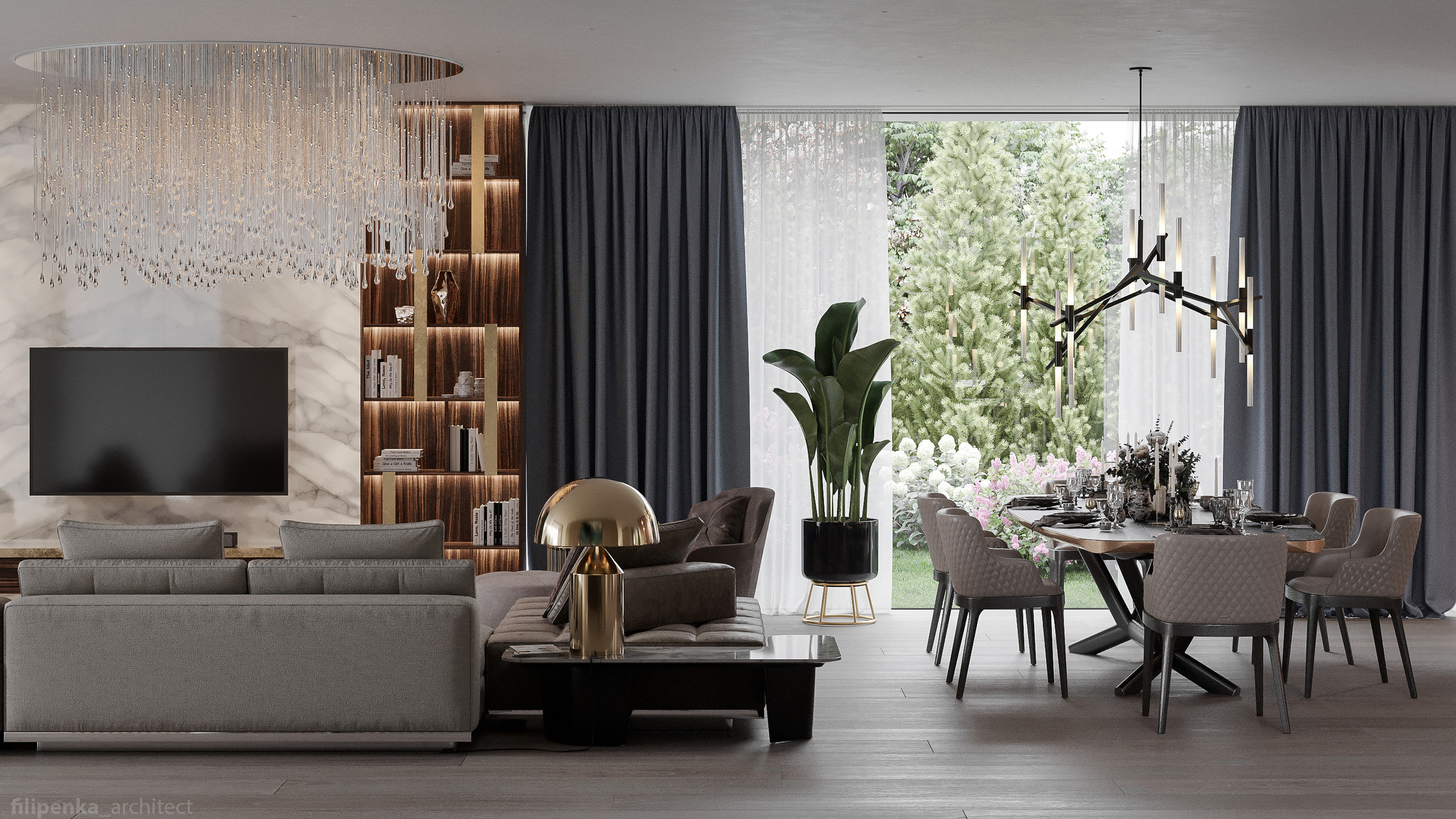 Obývací pokoj s jídelnou. Filipenka architects