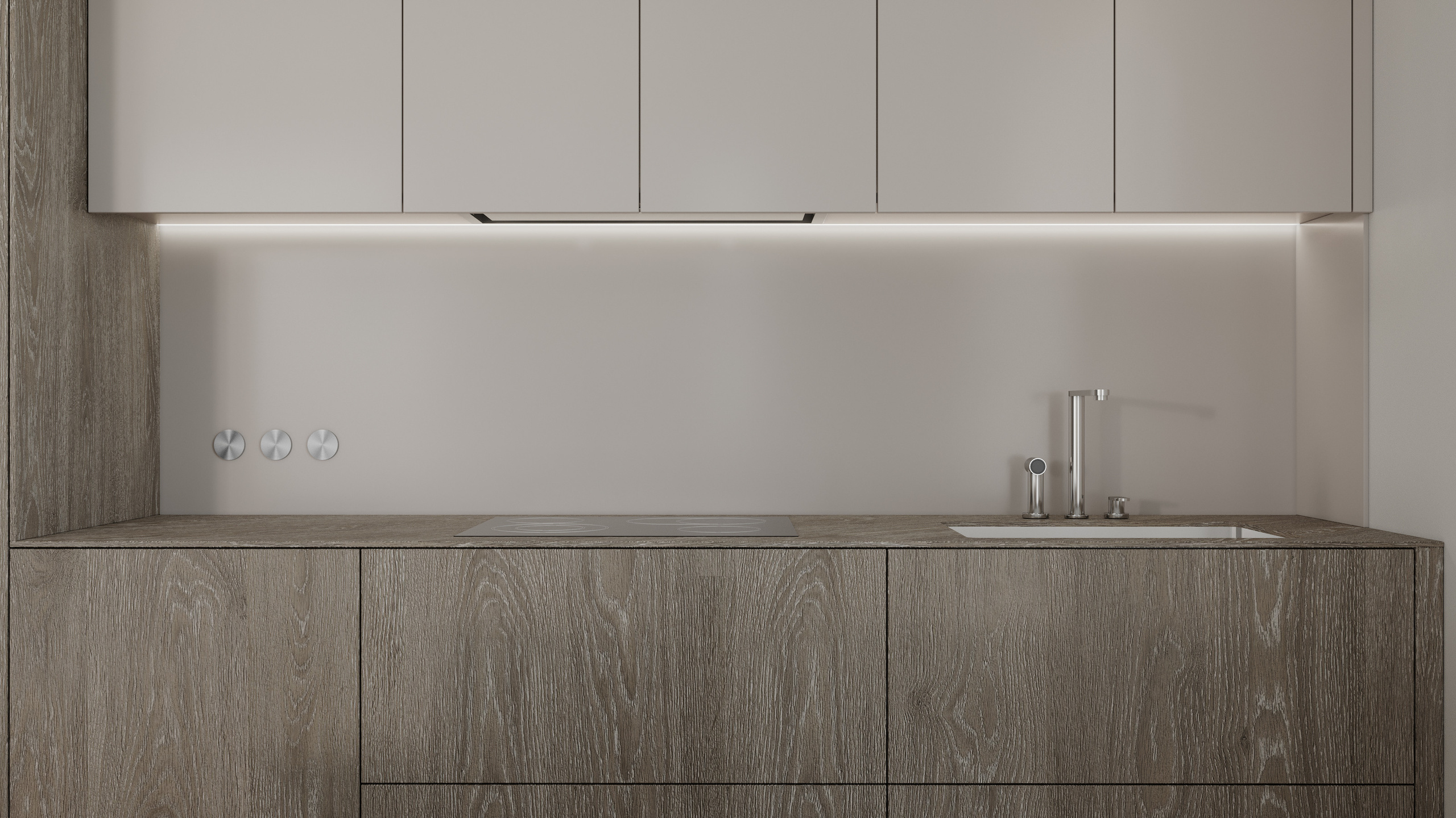 Obývací pokoj s jídelnou a kuchyní. Filipenka architects