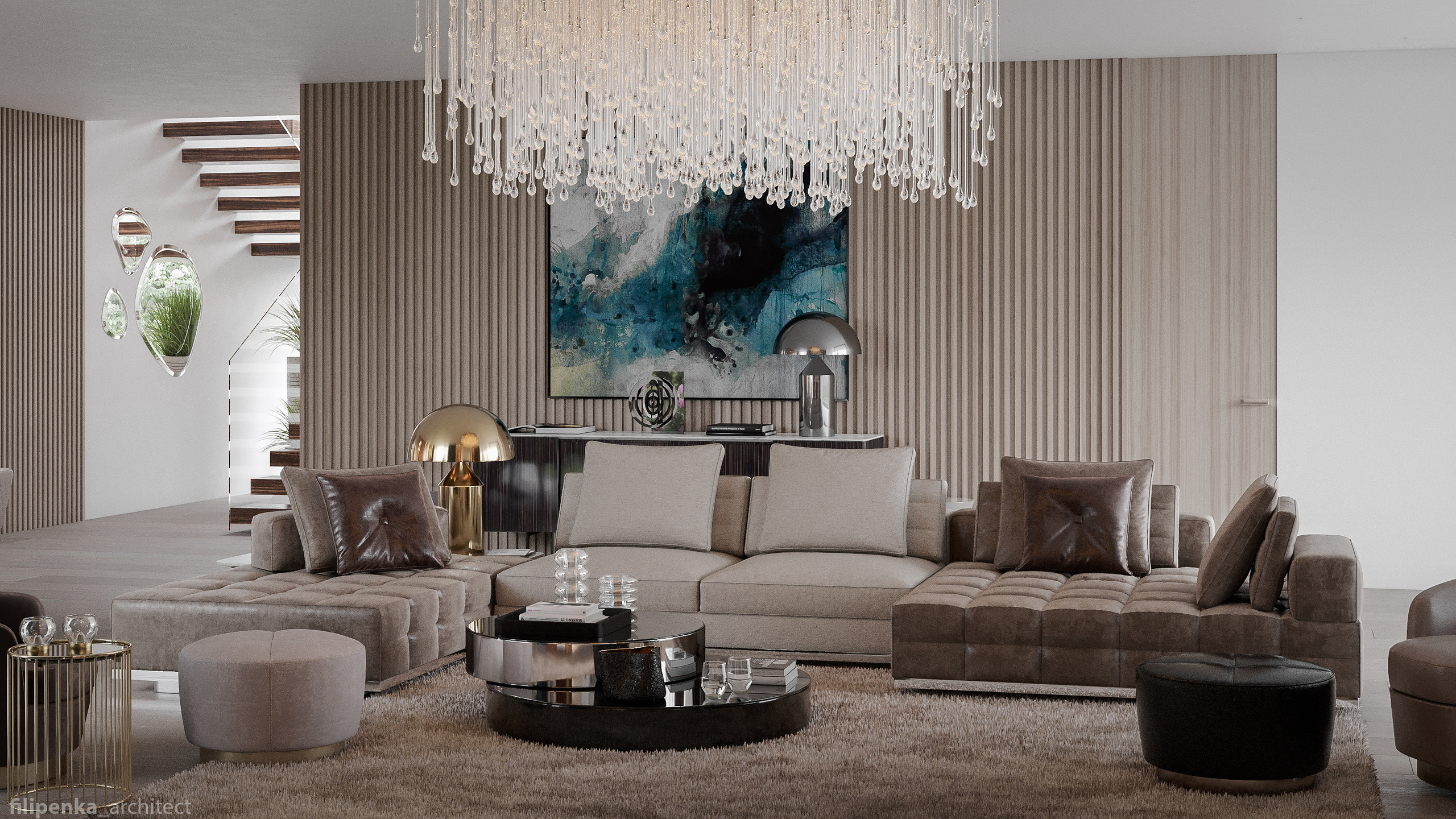 Obývací pokoj s jídelnou. Filipenka architects