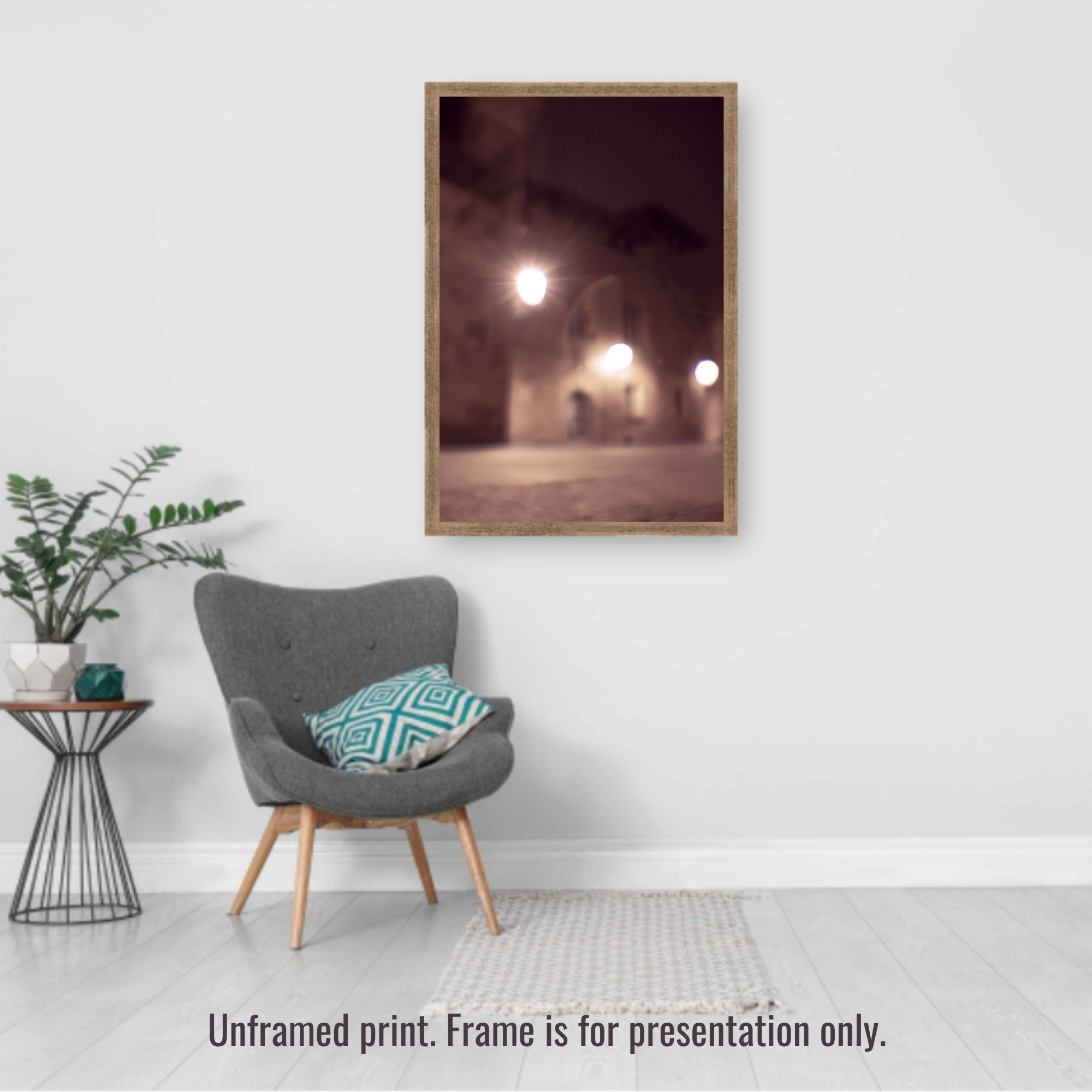 WallArt photography print of warm golden streets of Barcelona at night, perfect as a unique art gift