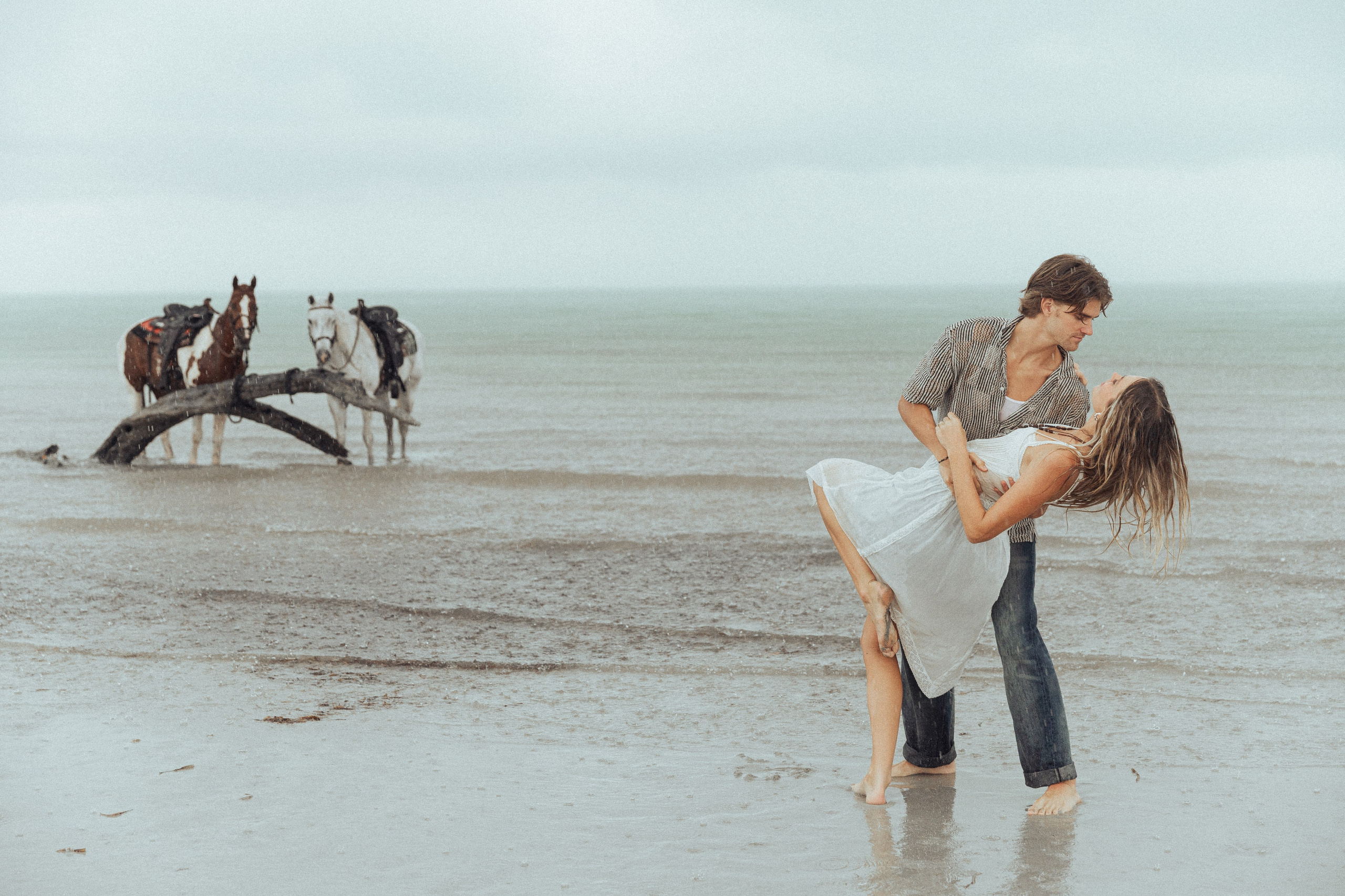 Sunset Horseback Couples Shoot on the Beach in Miami