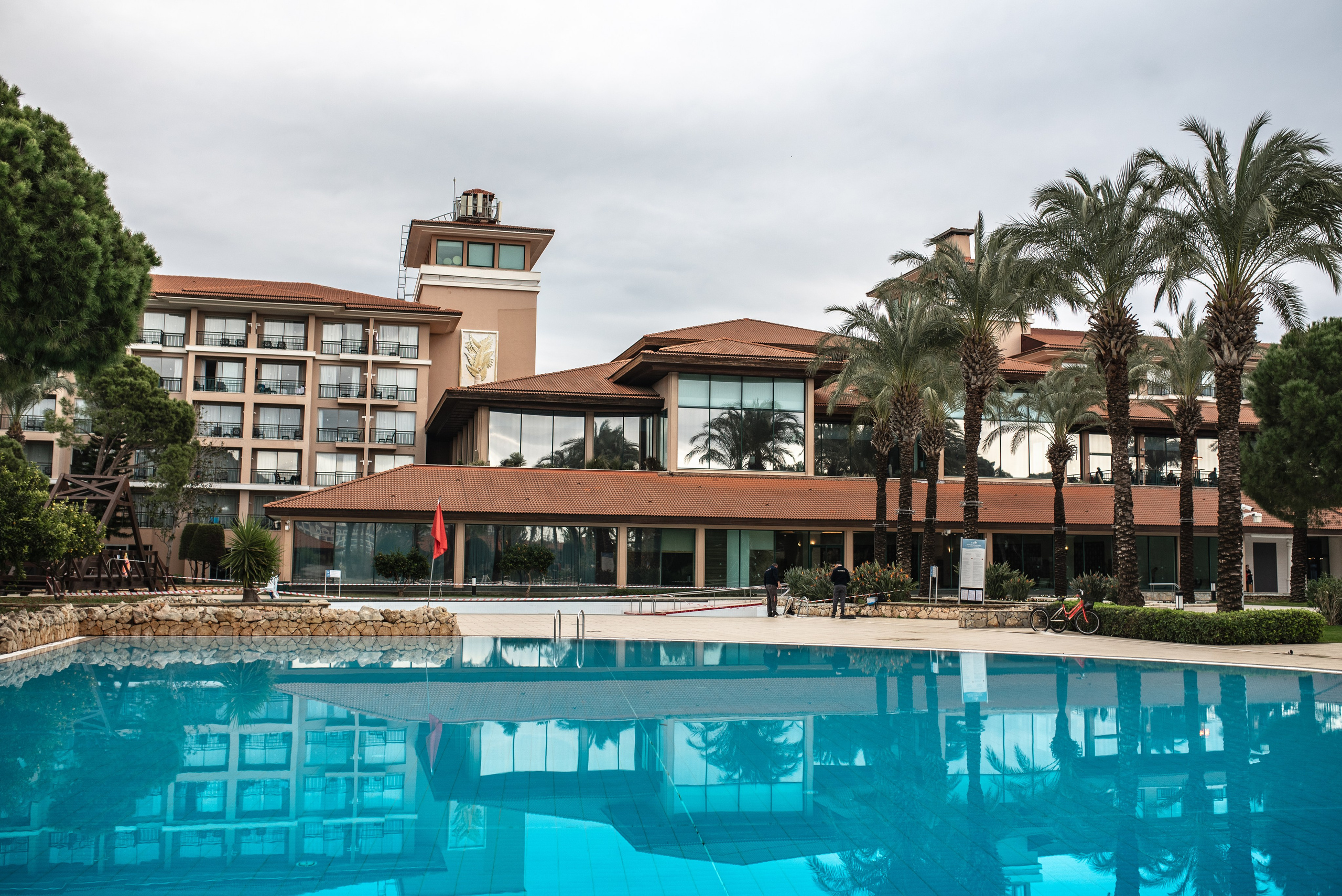 Swimming pool at IC Hotels family resort in Antalya photographed in natural daylight
