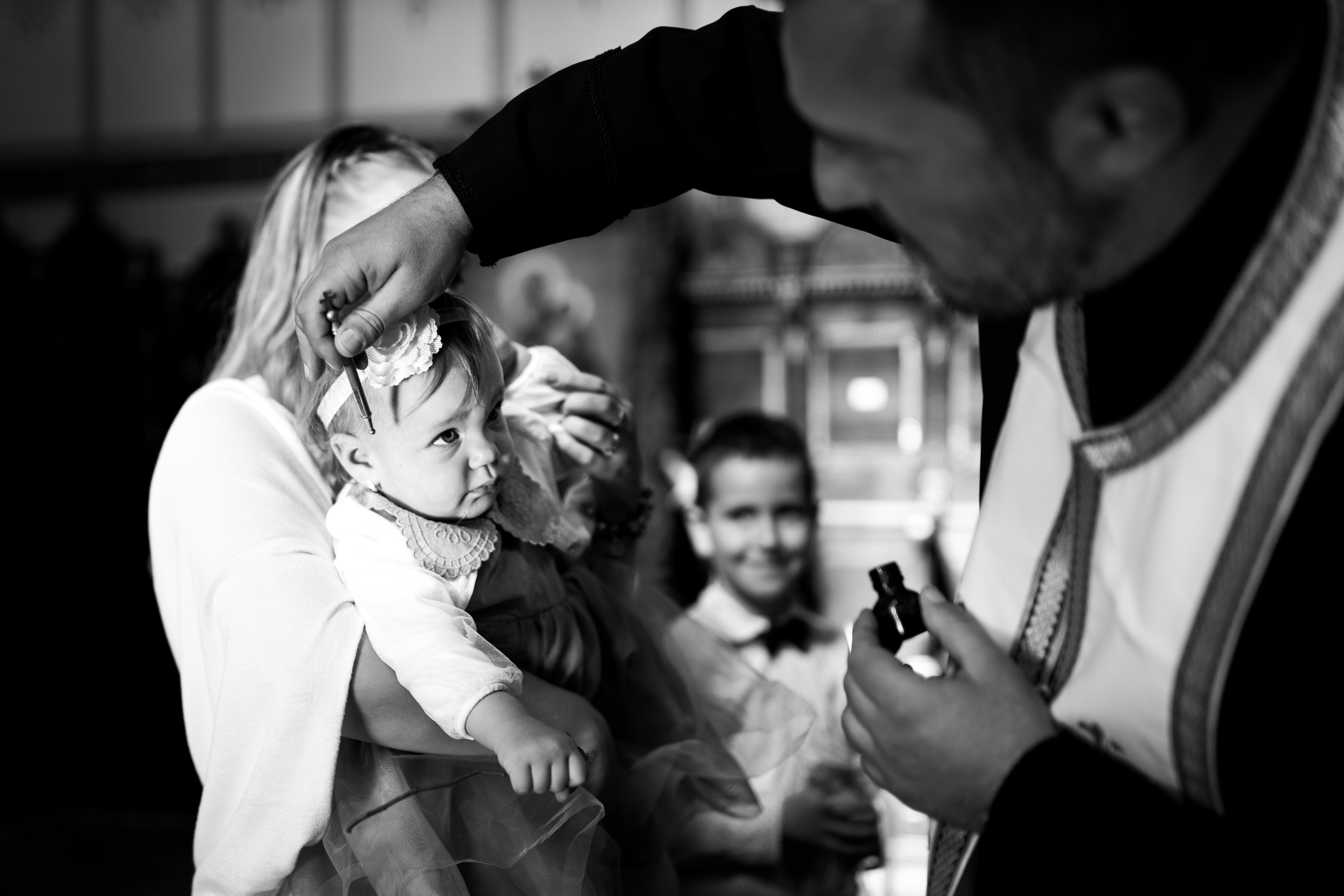 crno-bela fotografija uspomena sa krštenja