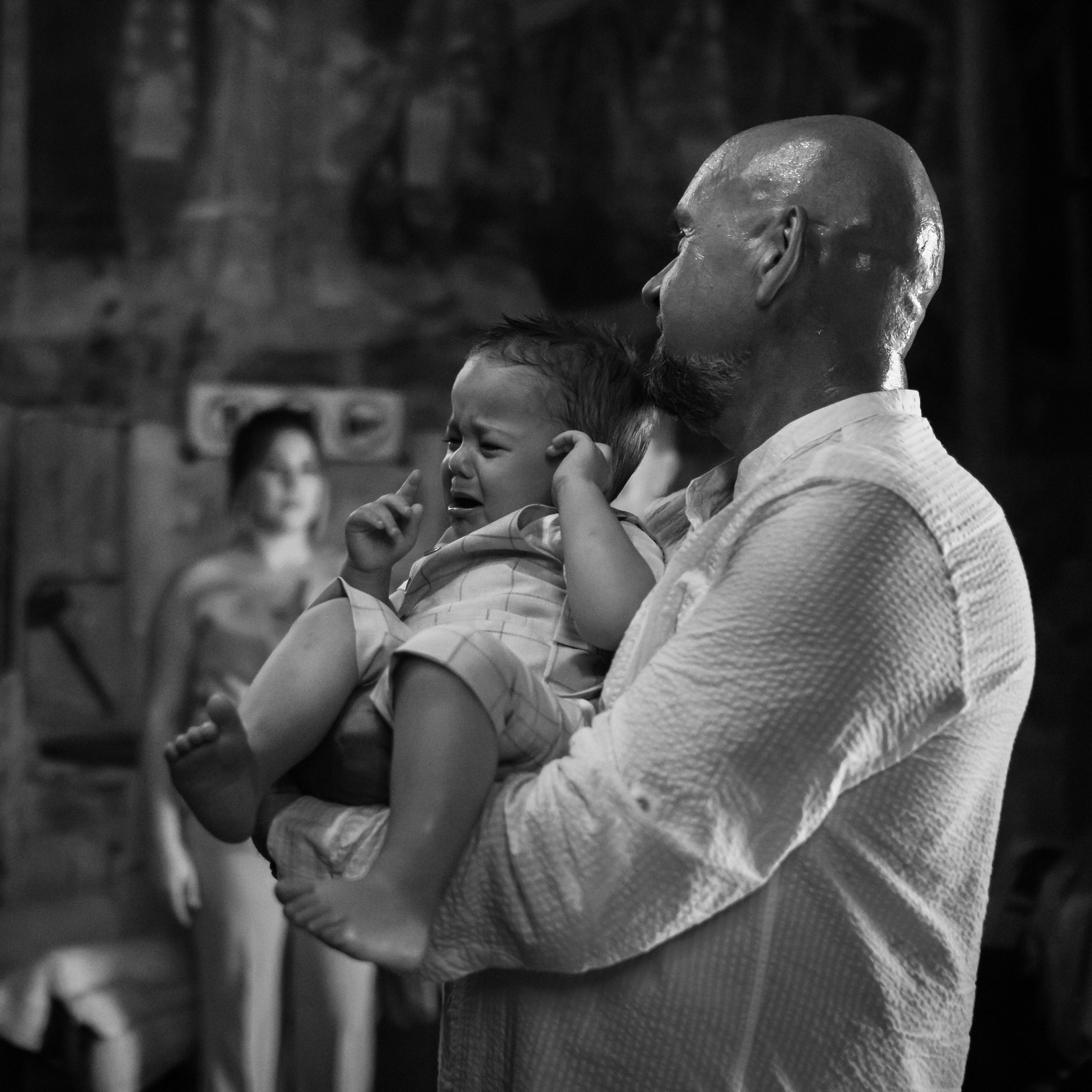 crno-bela fotografija uspomene sa krštenja