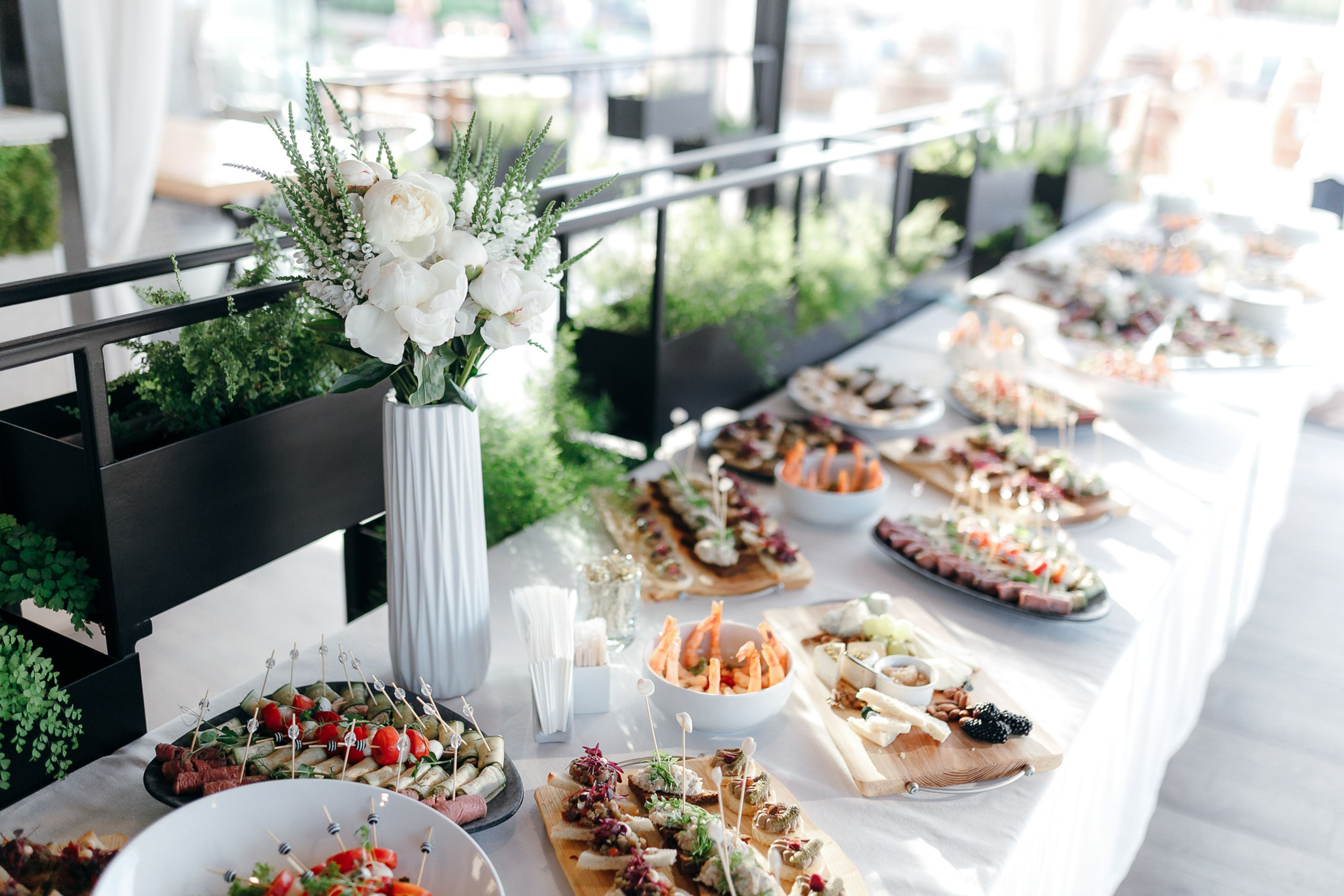 Elegant table setting with food and drinks
