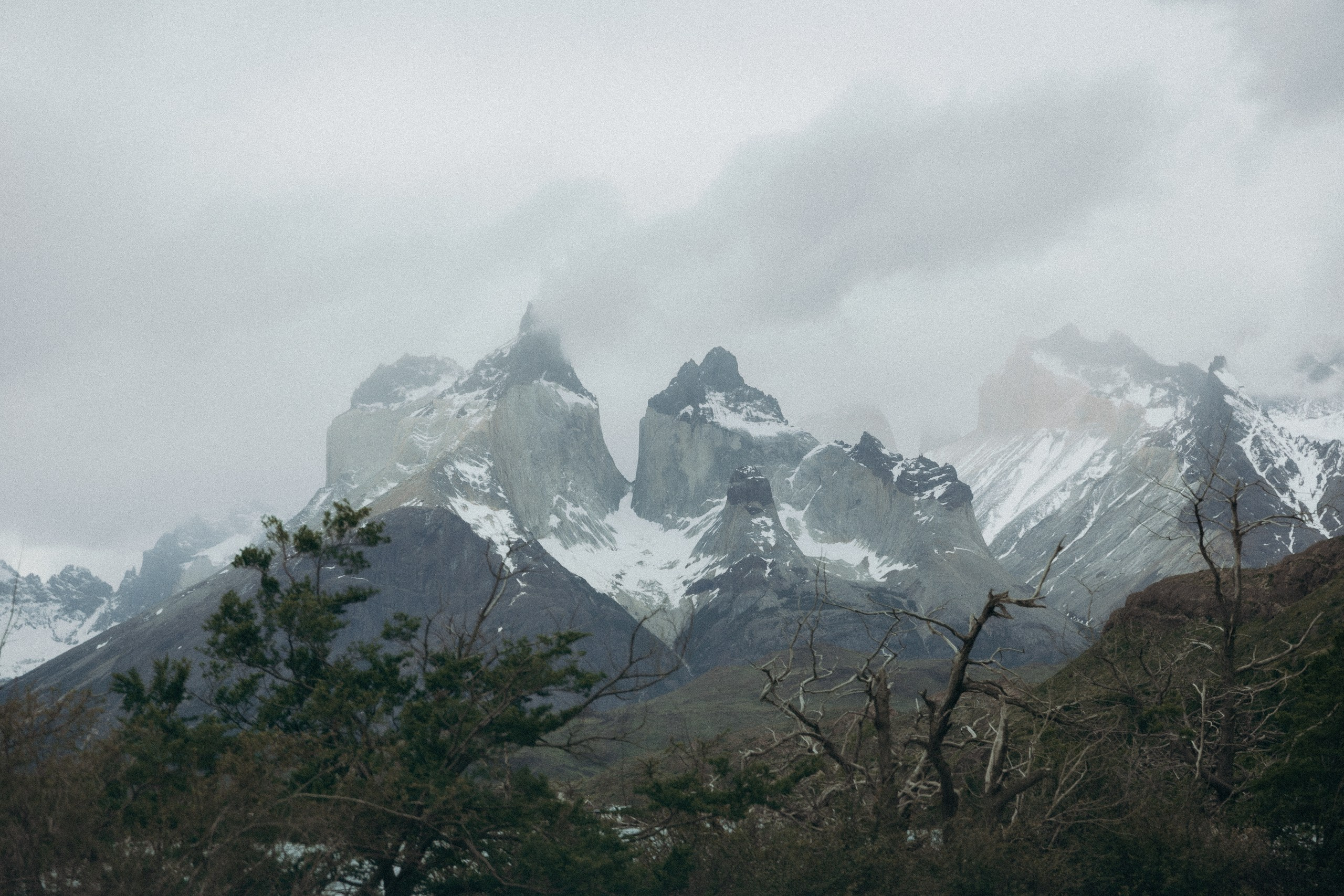 Snow-capped mountains in Torres del Paine National Park