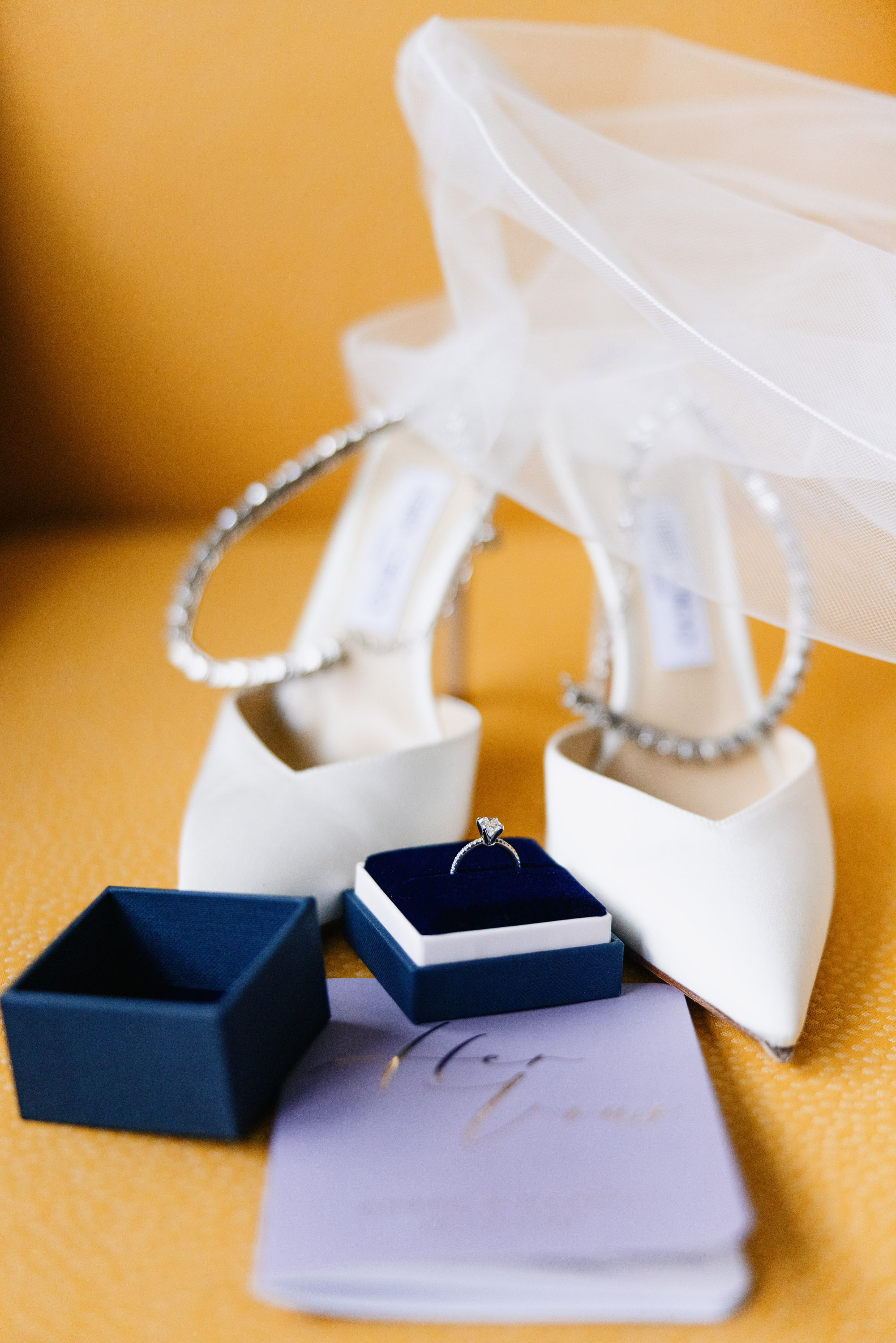 a wedding ring and a pair of shoes