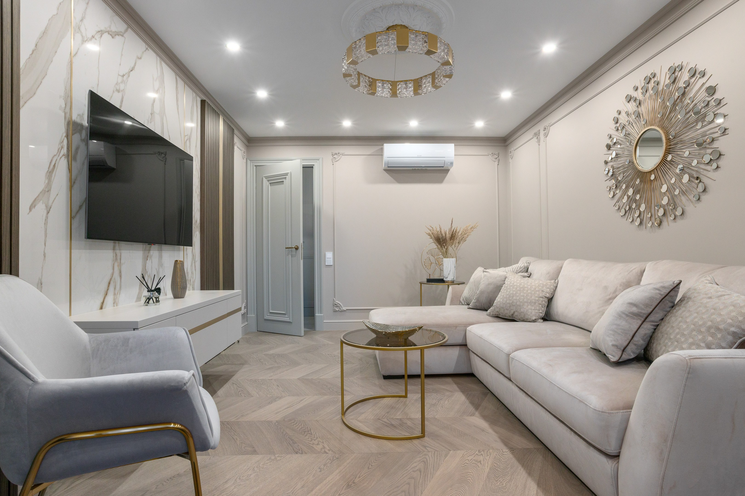 Modern apartment living room interior - photographer Andrey Dunin