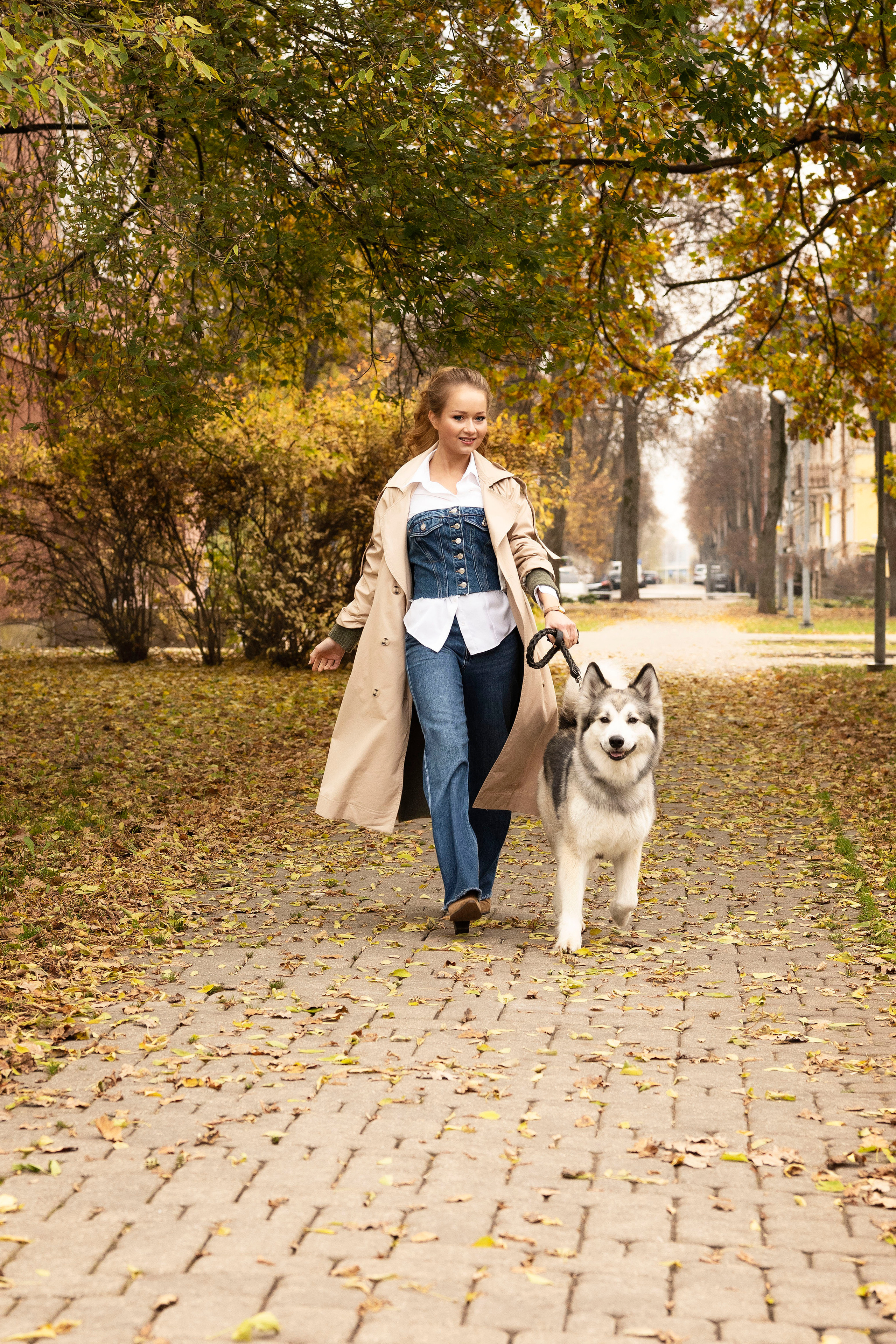Настя и хаски. Осеннее настроение. Анна Григьян — фотограф ретушёр в Даугавпилсе (Латвия)