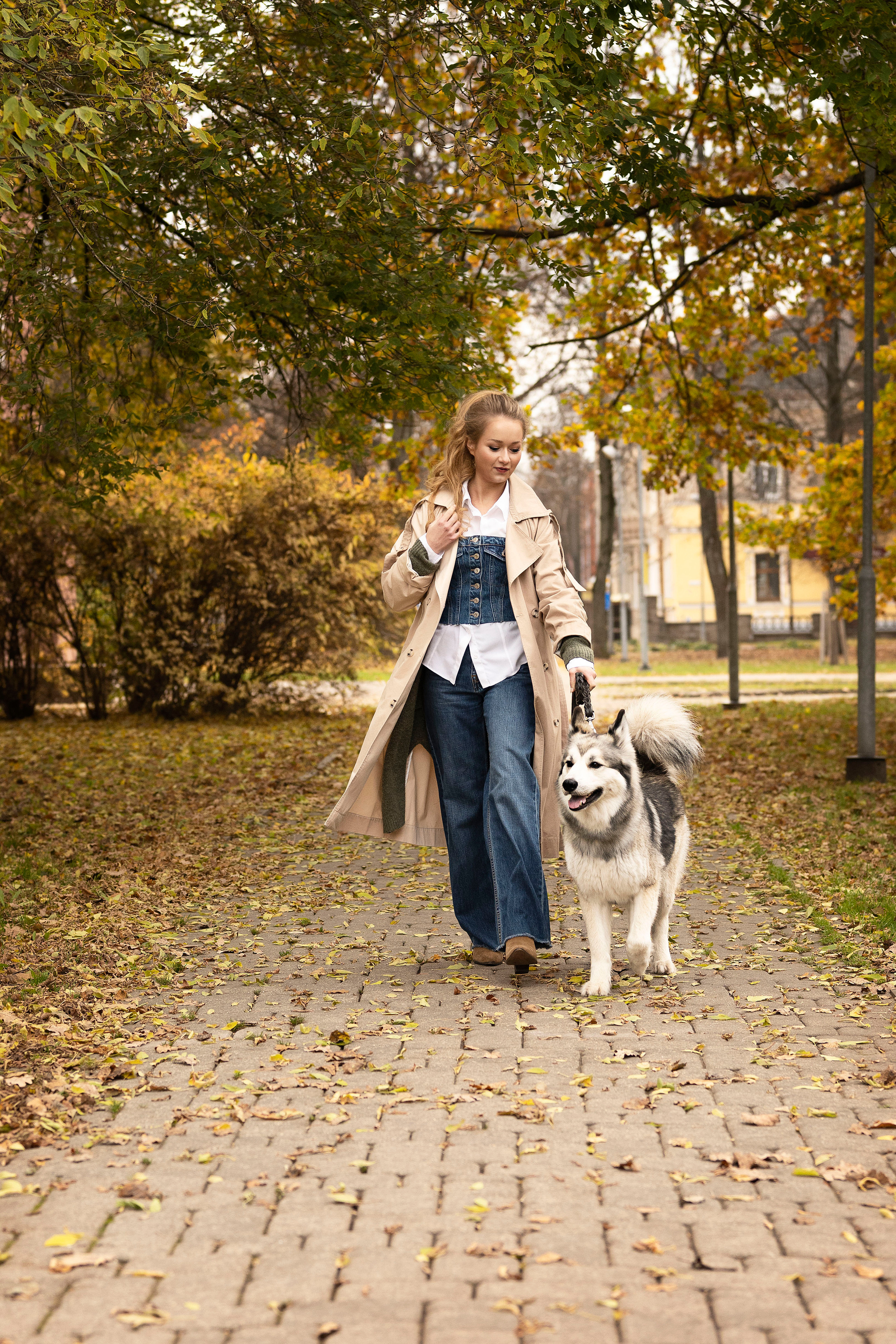 Настя и хаски. Осеннее настроение. Анна Григьян — фотограф ретушёр в Даугавпилсе (Латвия)