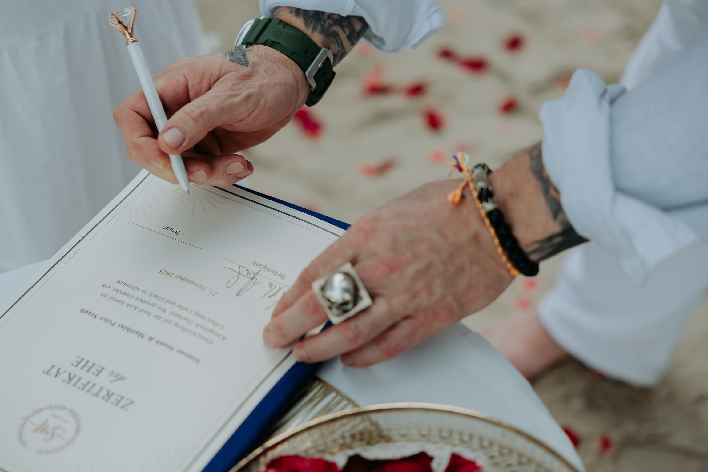 Simone & Matthias Peter. Buddhist blessing wedding Ceremony on Koh Samui, Thailand