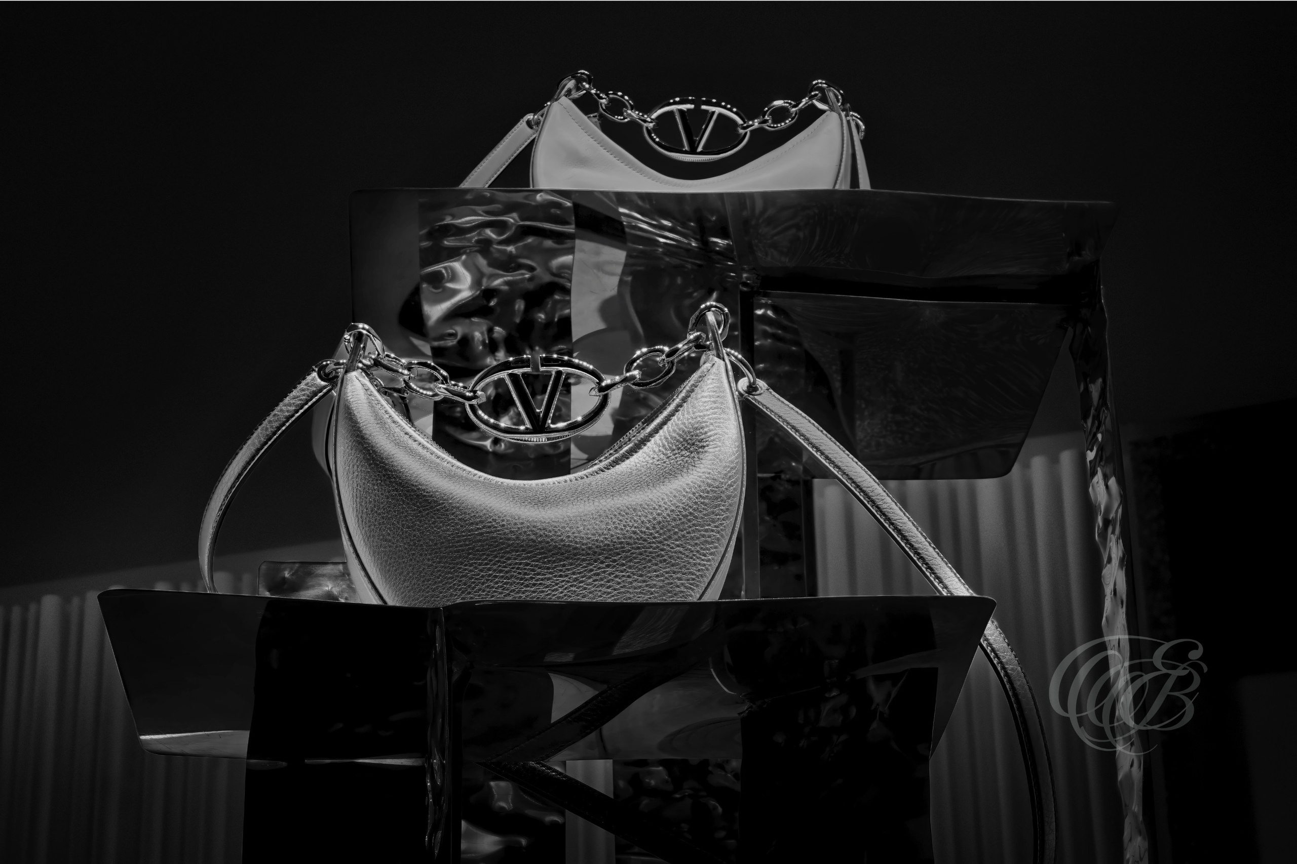 ITALY – ROME – Valentino boutique bags in black and white from Valentino boutique shop in Rome, photography of Italy, Eduardo Bartoli Photography