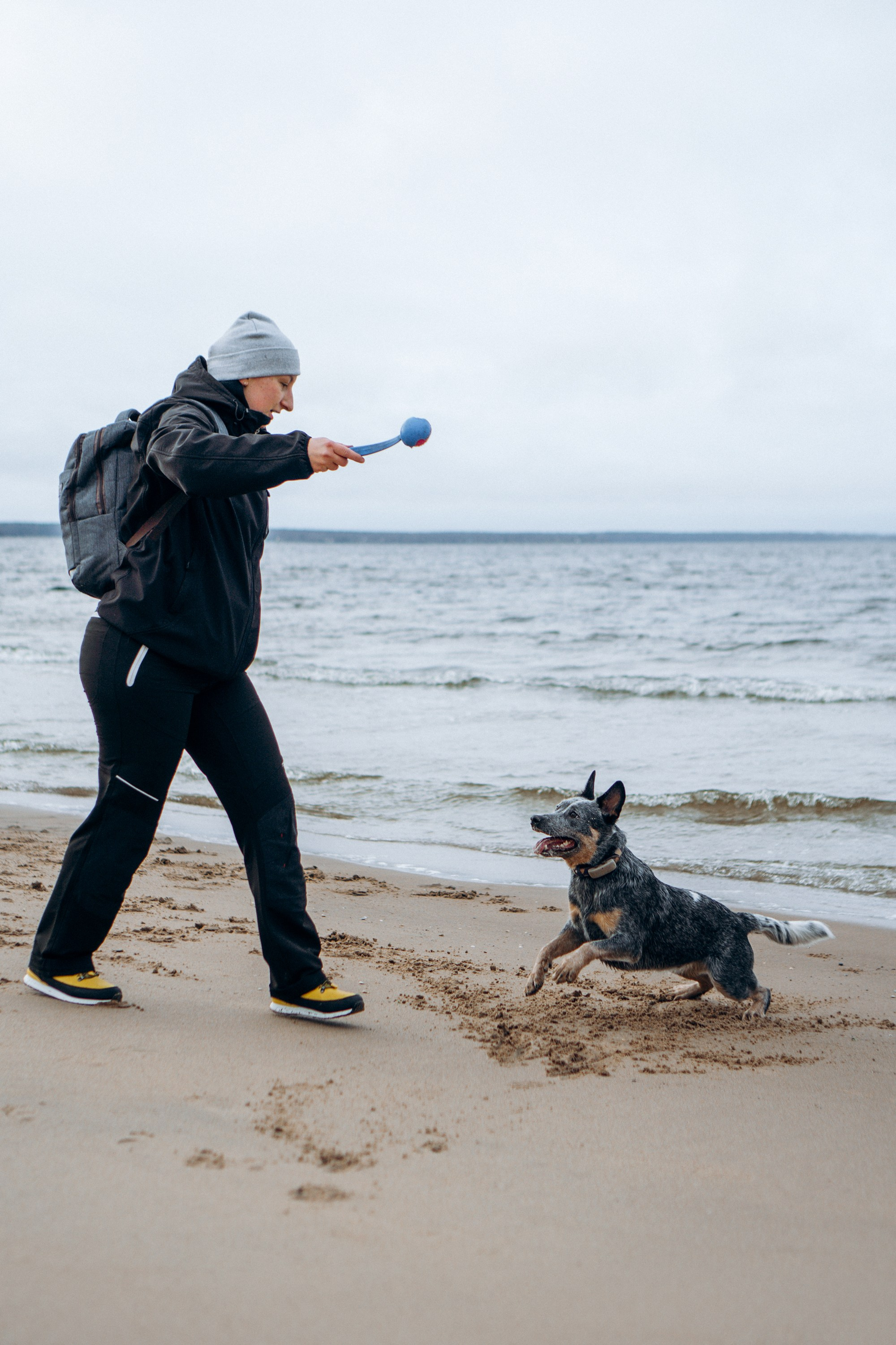 Polina and her Dakota, Australian Cattle Dog. Kat Laisaar — Pet photographer in Tallinn