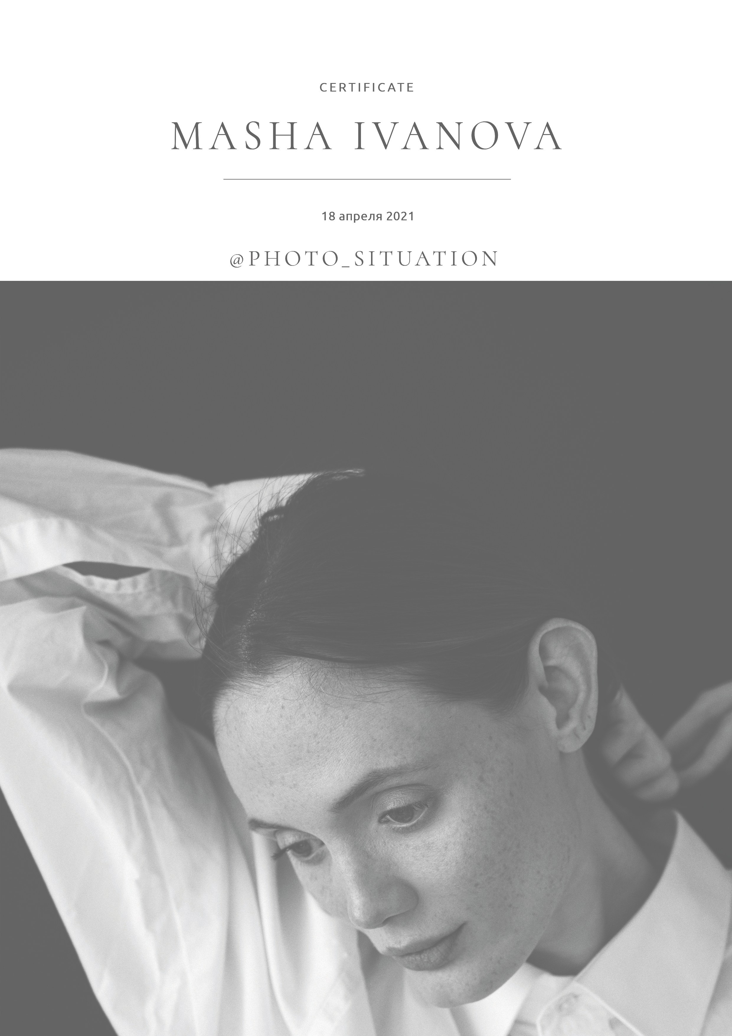 Certificates. Portrait photographer in Argentina