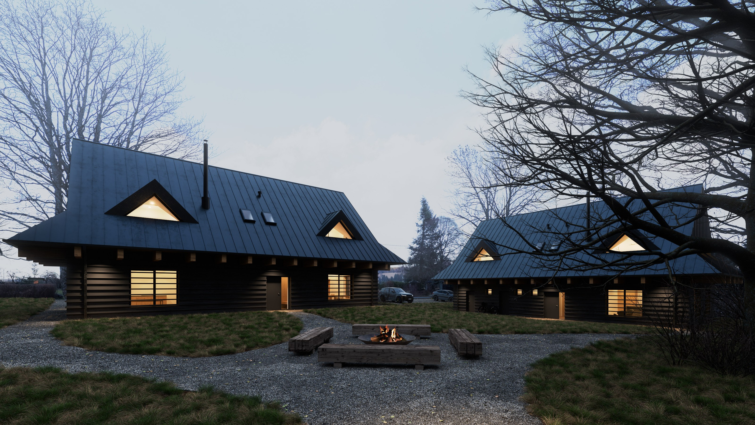 TŘÍ REKREAČNÍ CHATY. Filipenka architects