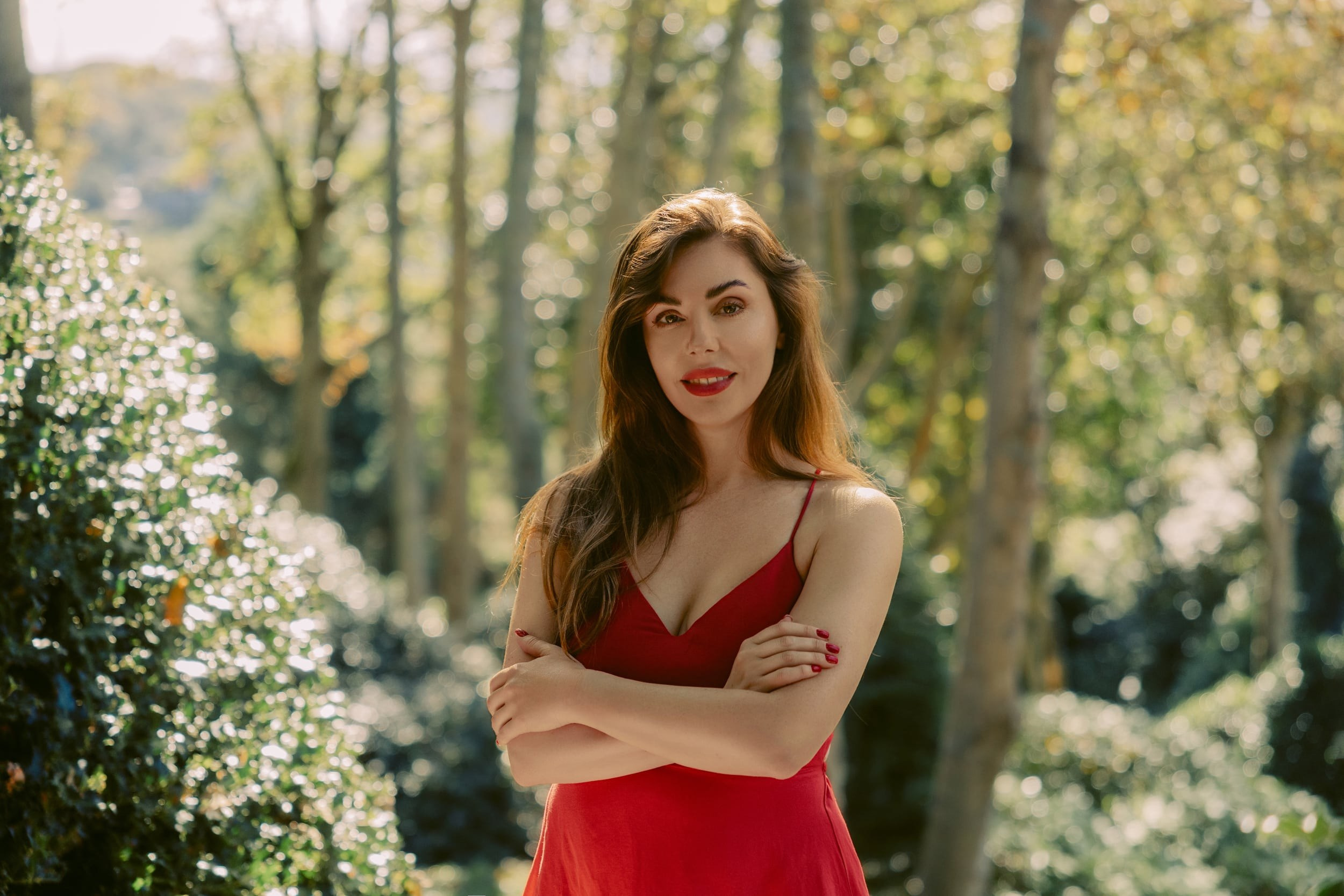 Dreamy Photoshoot in Étretat Gardens, France — Red Dress Portrait Session. Romantic & Soulful Photography by Natalia Olhova in Rotterdam