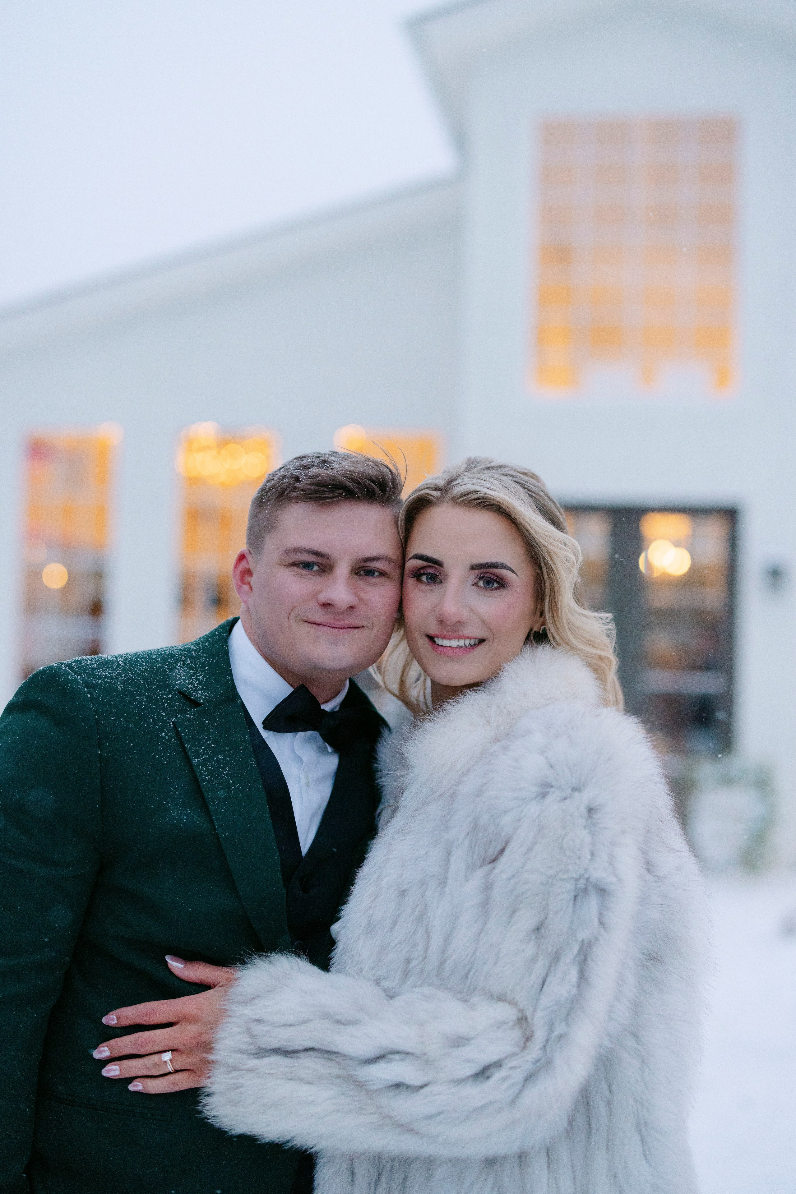 Winter Snow Wedding at Luxe Glass House at River Mill | A Rare & Romantic North Carolina Celebration. Wedding and portrait photography in Greenville SC