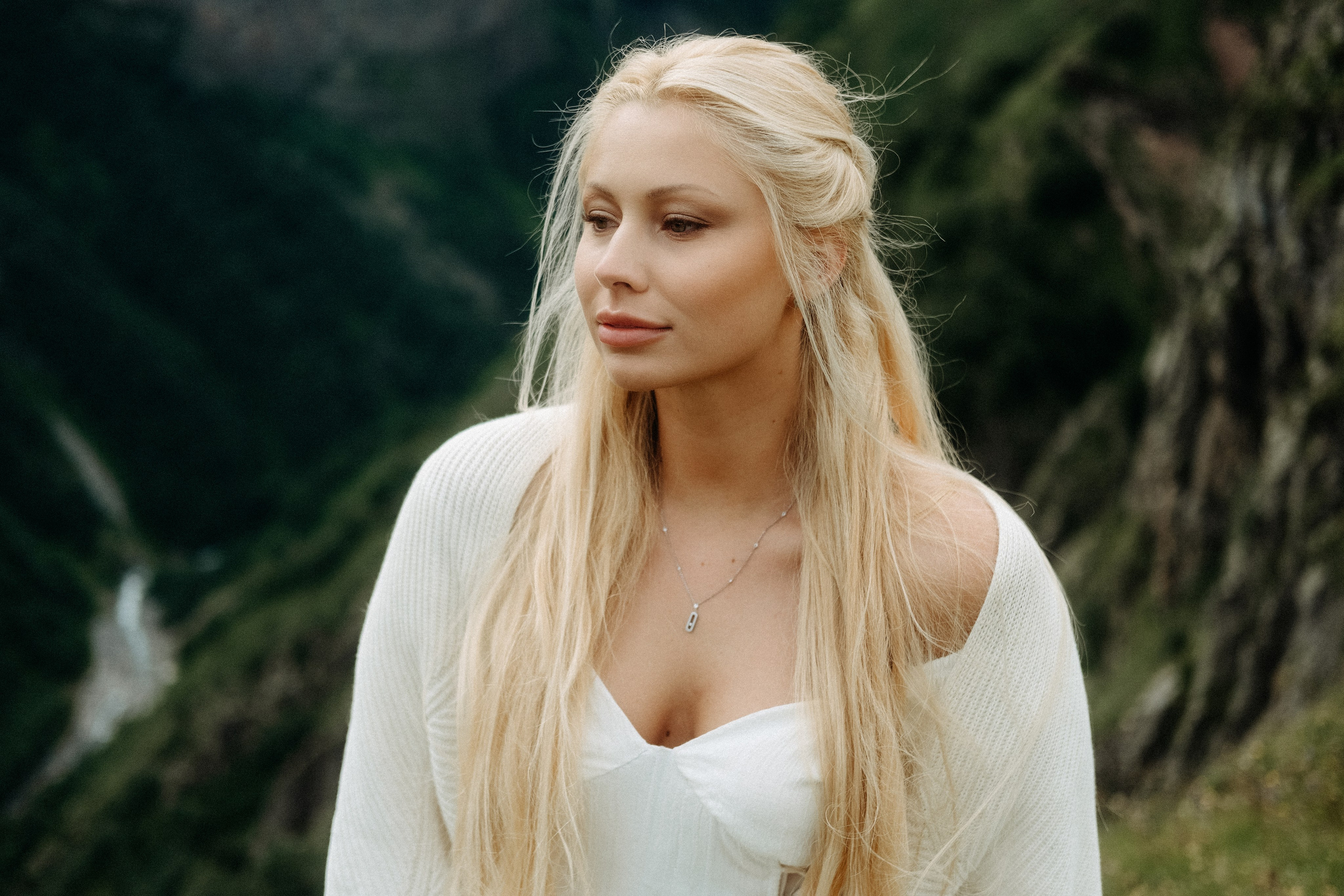 Portrait with mountain gorge background