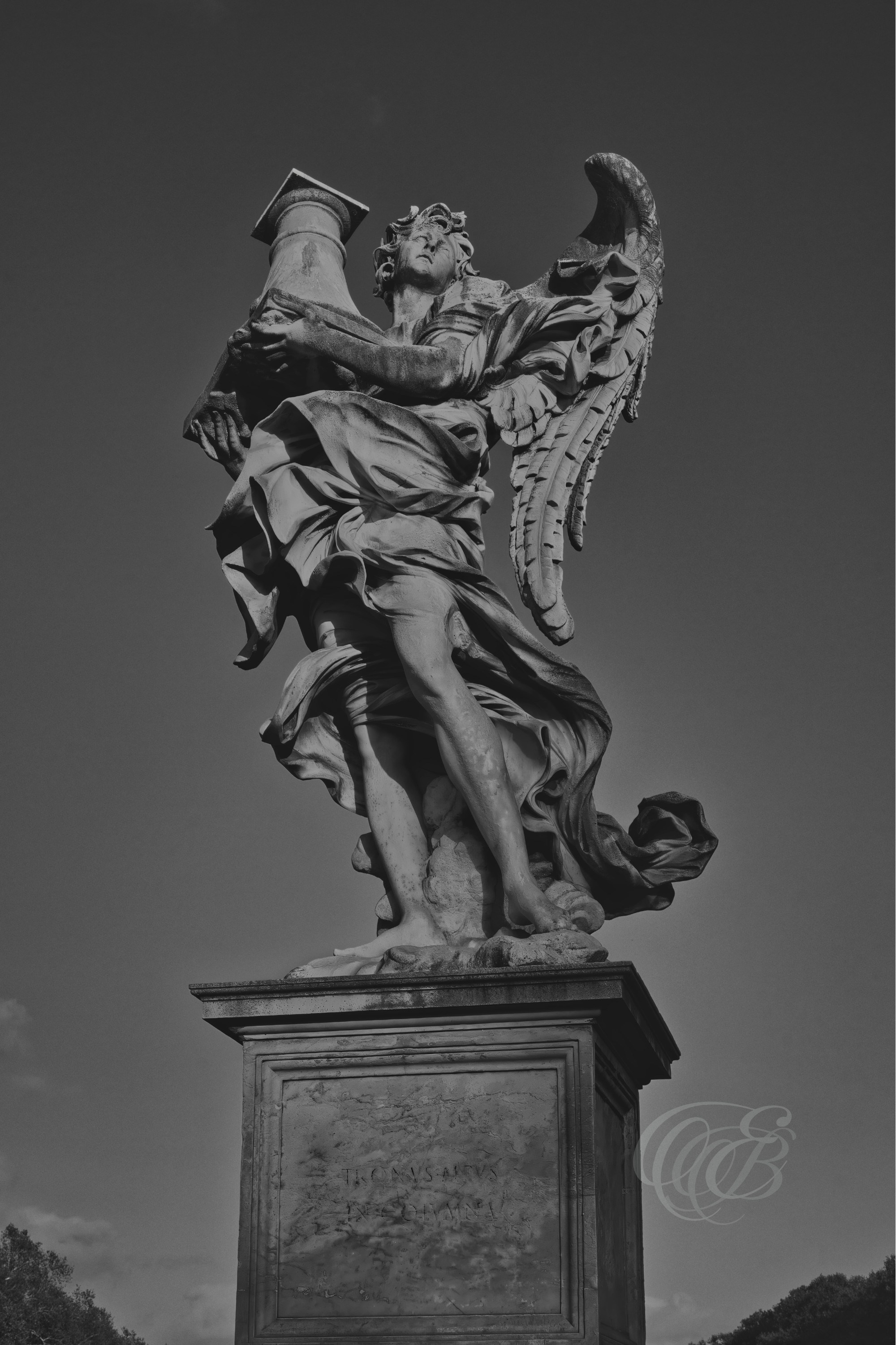 Rome Italy - Sant'Angelo Bridge - Angel with the Column - Eduardo Bartoli Fine Art Photography - Digital fine art photograph of the Angel with the Column on Sant'Angelo Bridge in Rome, Italy – photography by Eduardo Bartoli.