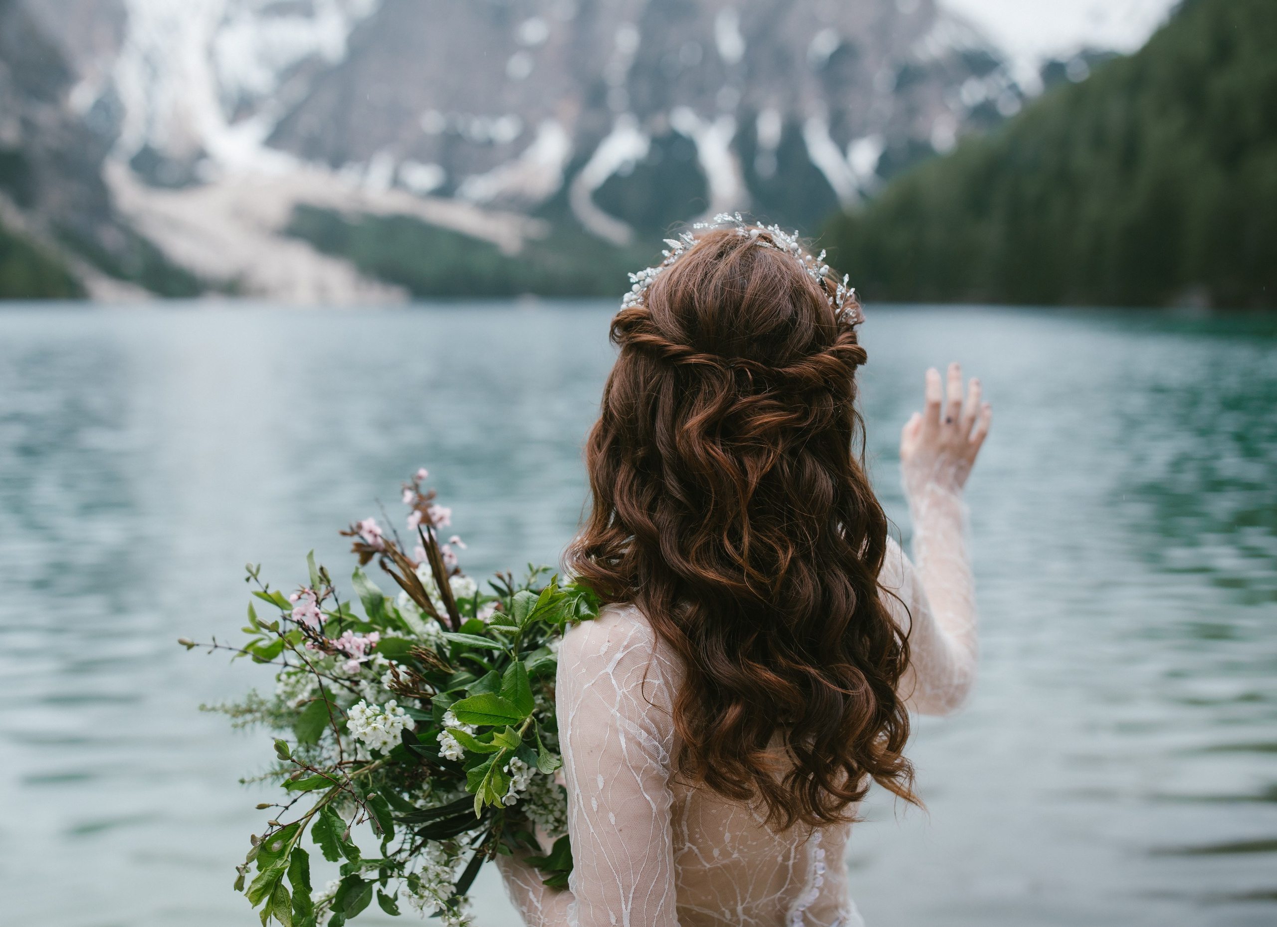 Hochzeitsfoto am Lago di Braies, Südtirol