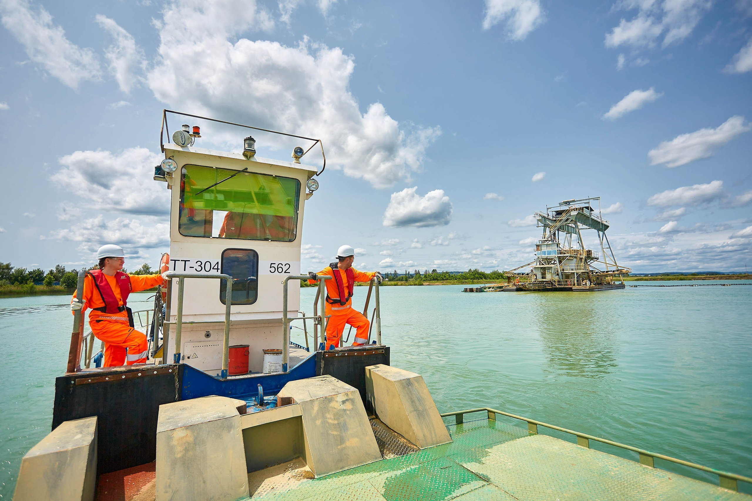 Riverbed dredging in the Czech Republic.