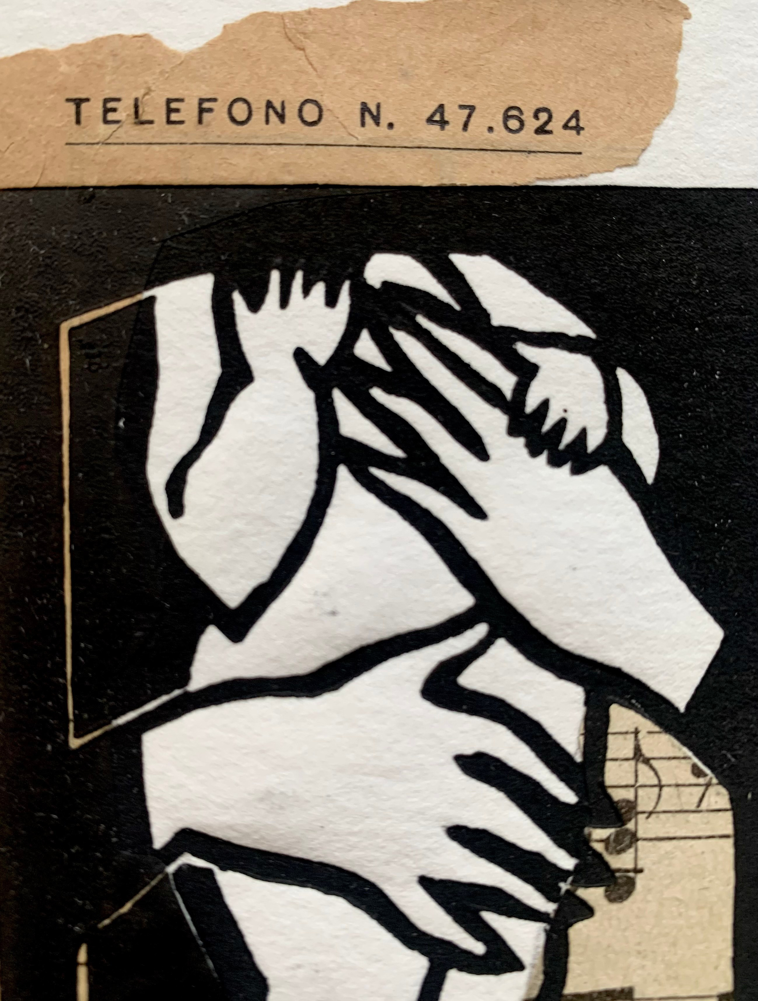 Small print, linocut, collage, baby, motherhood, mother and child, black and white, hand print, mother’s hands, loving hands, birth, new life, childhood, infanzia, bambino, maternity, Madonna, infant