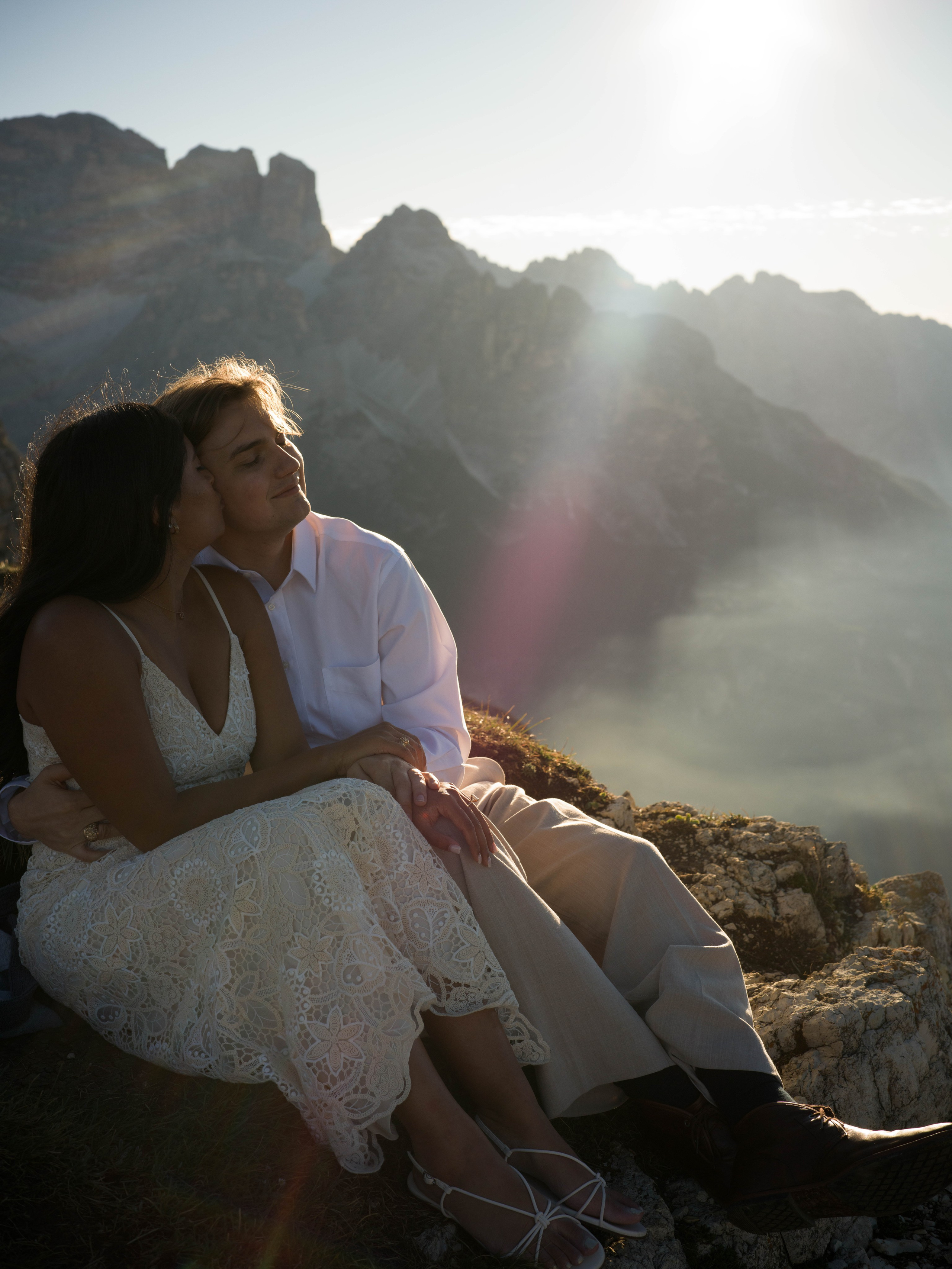 Dolomites proposal and elopement photographer capturing an intimate couple’s love story at Cadini Group and the spectacular landscapes of Misurina and Tre Cime.