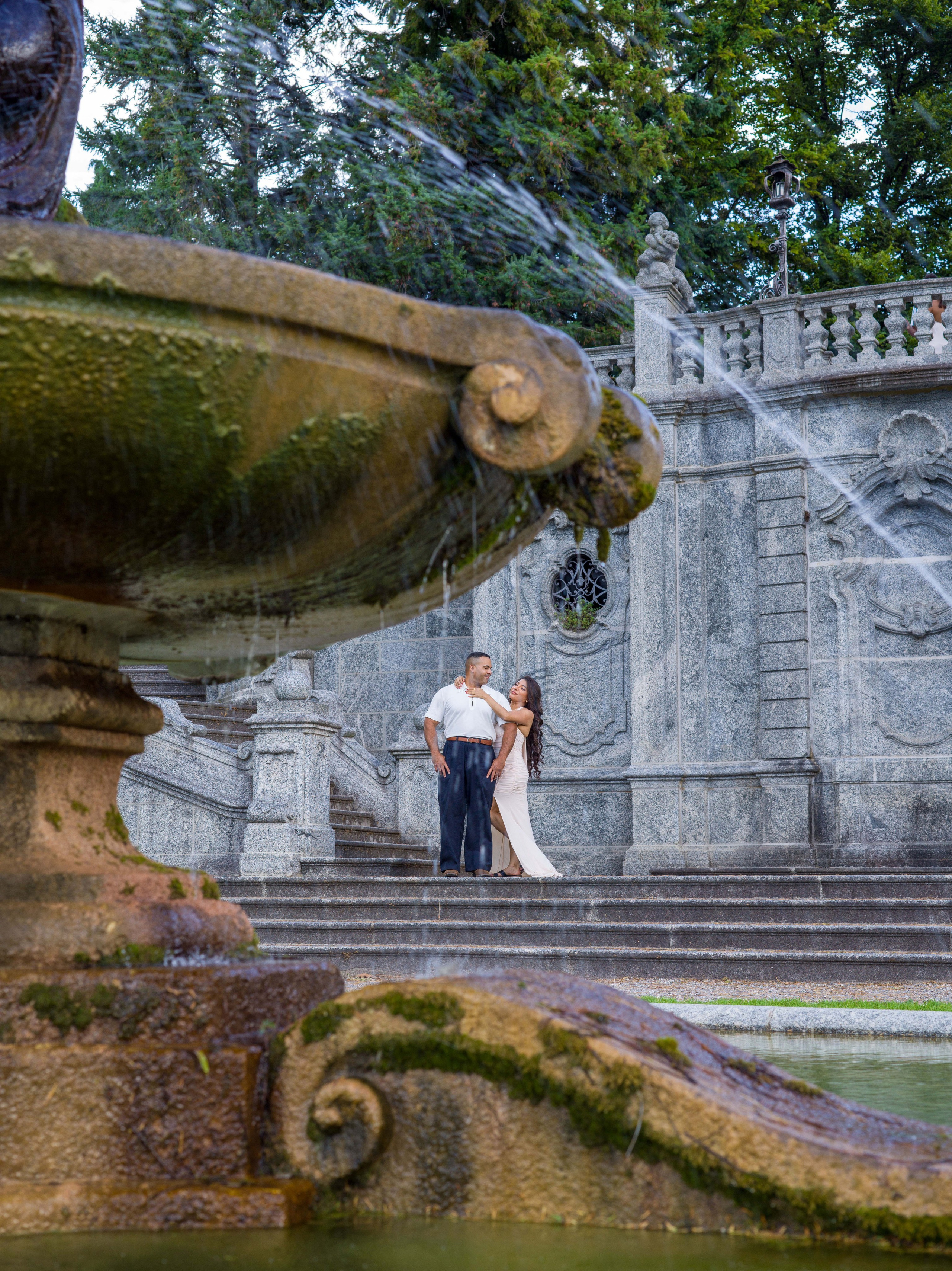 Engagement ring close-up during a secret proposal photoshoot at Parco Civico Teresio Olivelli, Lake Como