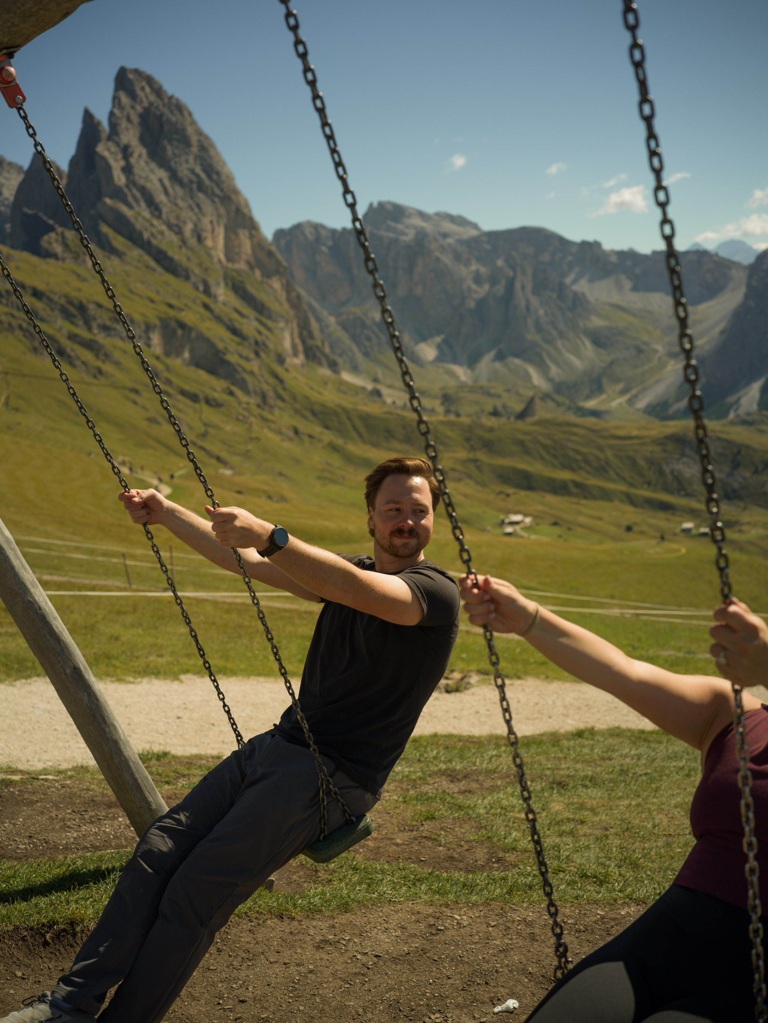 Surprise proposal at sunrise in Seceda, Dolomites, Italy, featuring the famous Seceda ridgeline and dramatic alpine landscape.