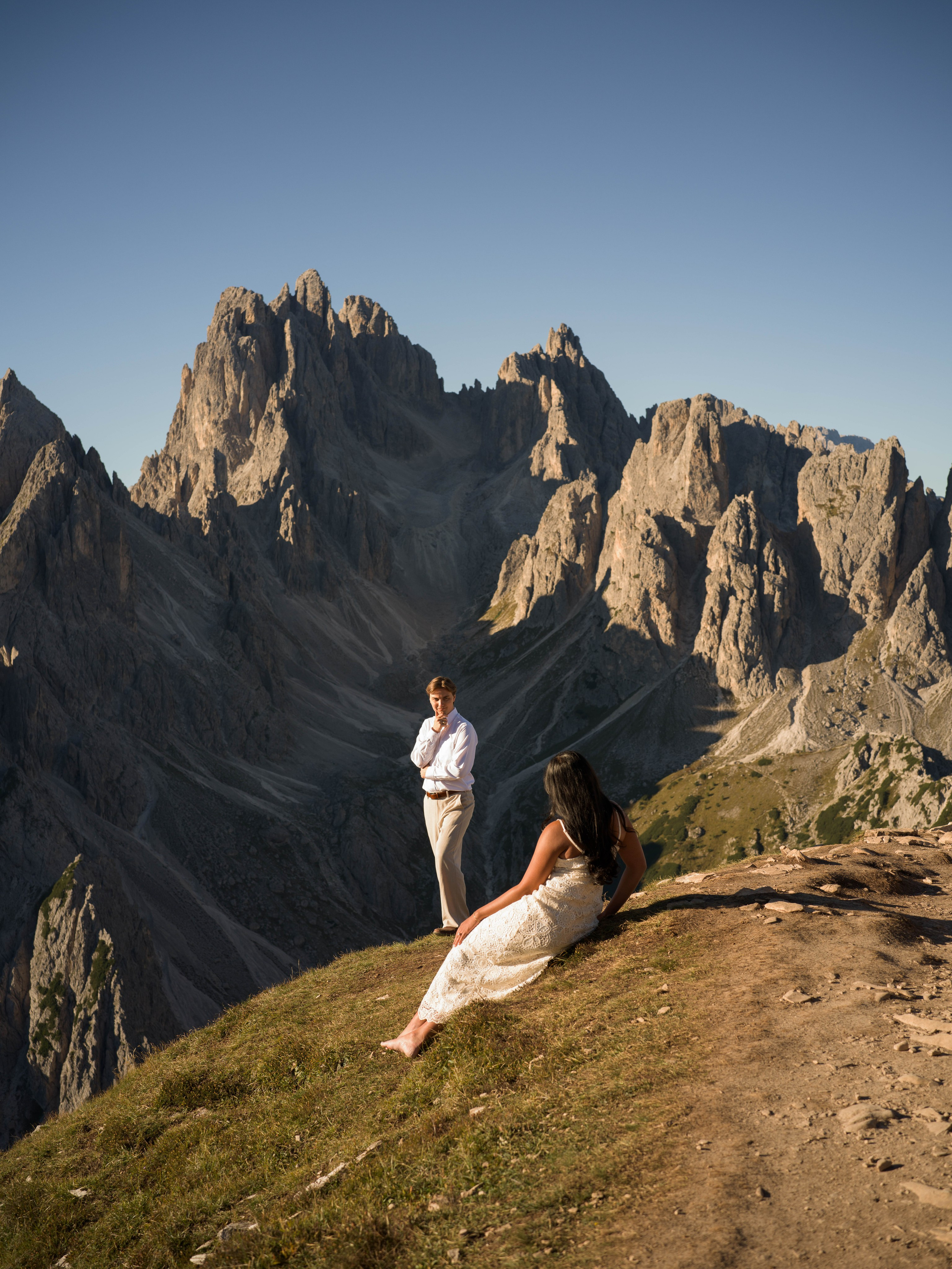 Dolomites elopement and love story photography at Cadini Group near Misurina, surrounded by dramatic alpine landscapes and Tre Cime.