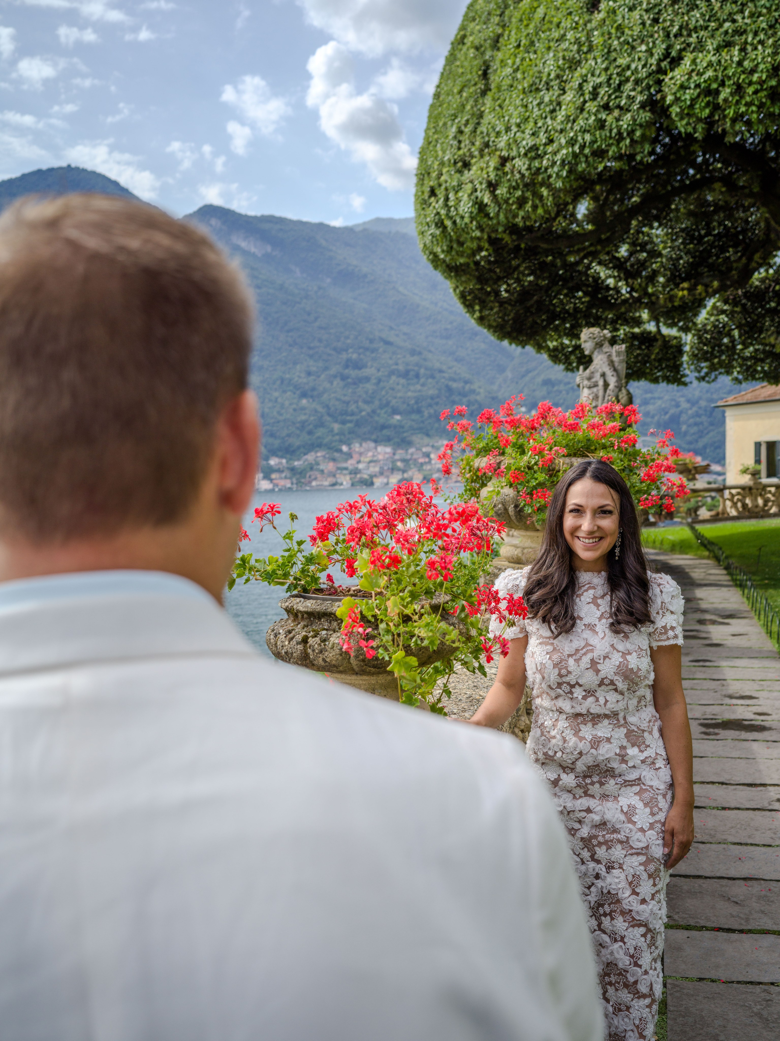 Elegant Villa Balbianello elopement in Lake Como captured through natural and cinematic couple photography